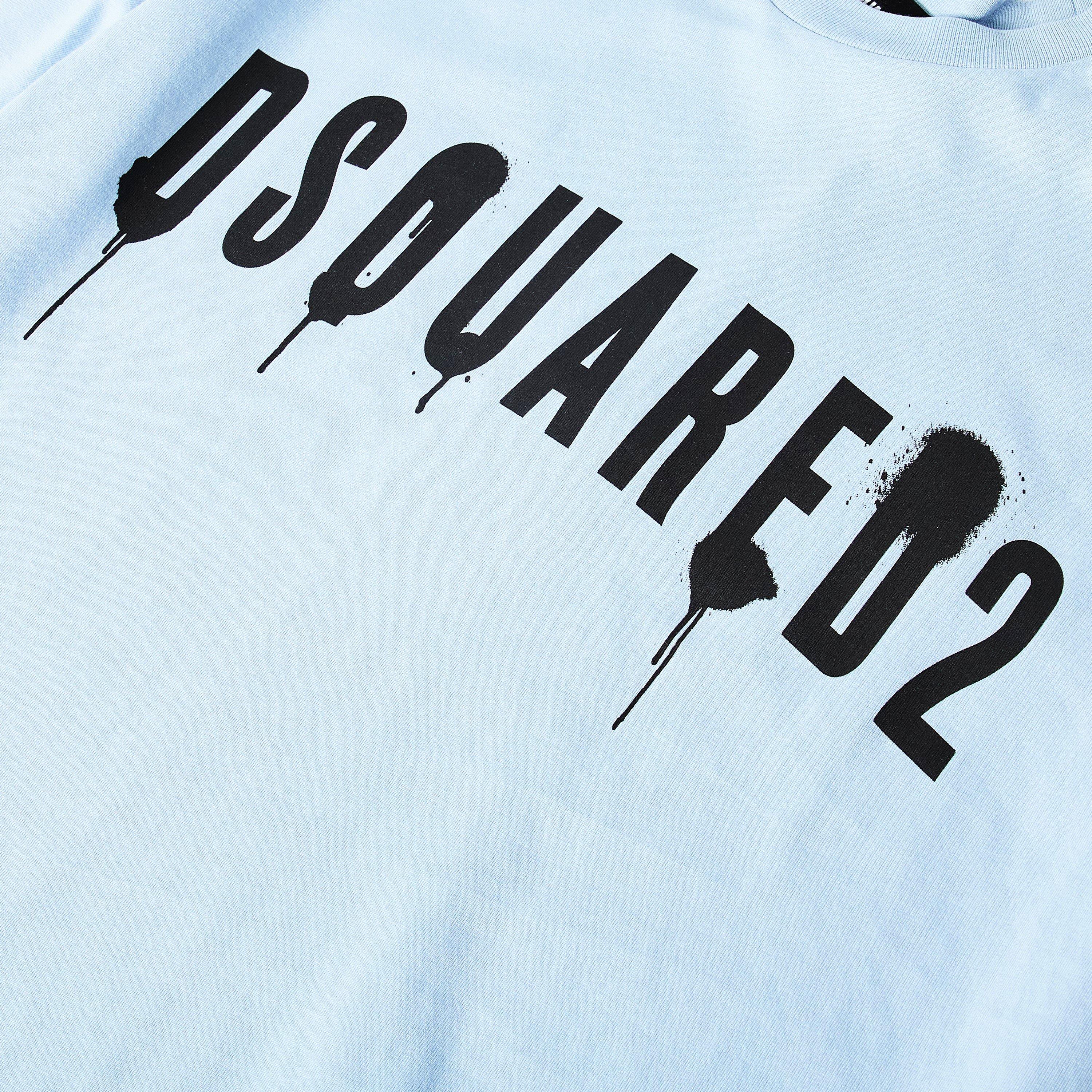 Light Blue - DSquared2 - Spray Logo T Shirt - 5