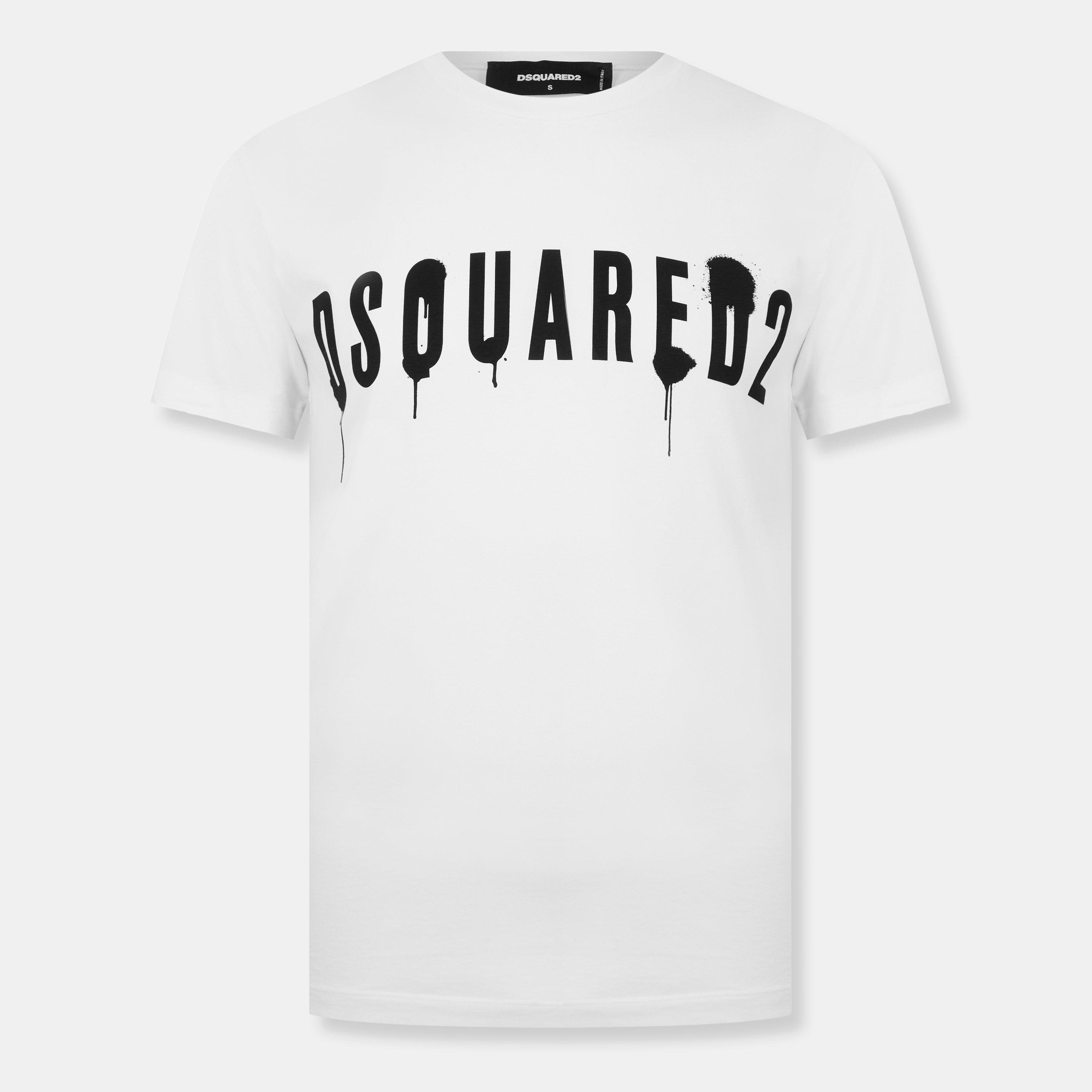 DSquared2 Spray Logo T Shirt - White - Size 3XL