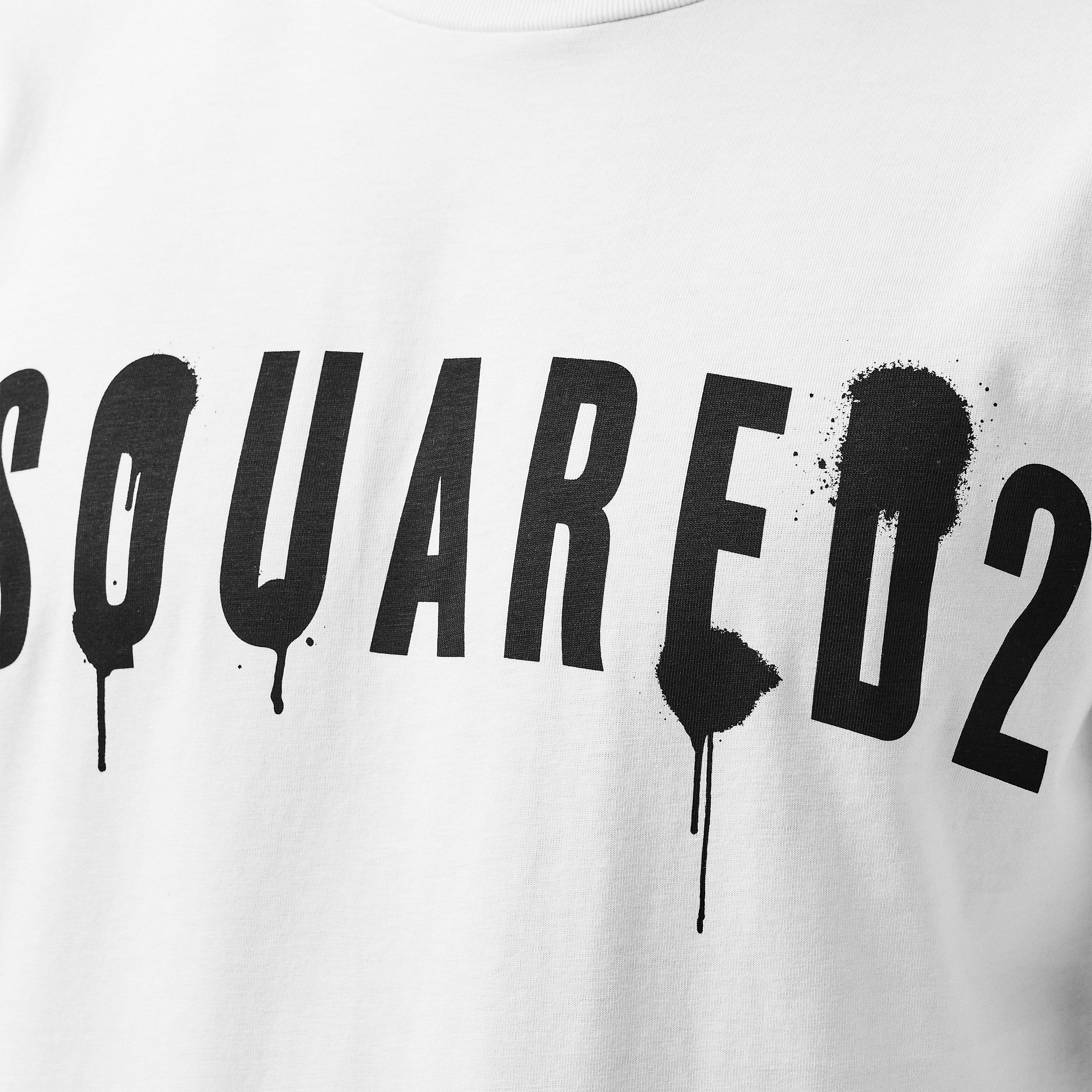 White - DSquared2 - Spray Logo T Shirt - 5