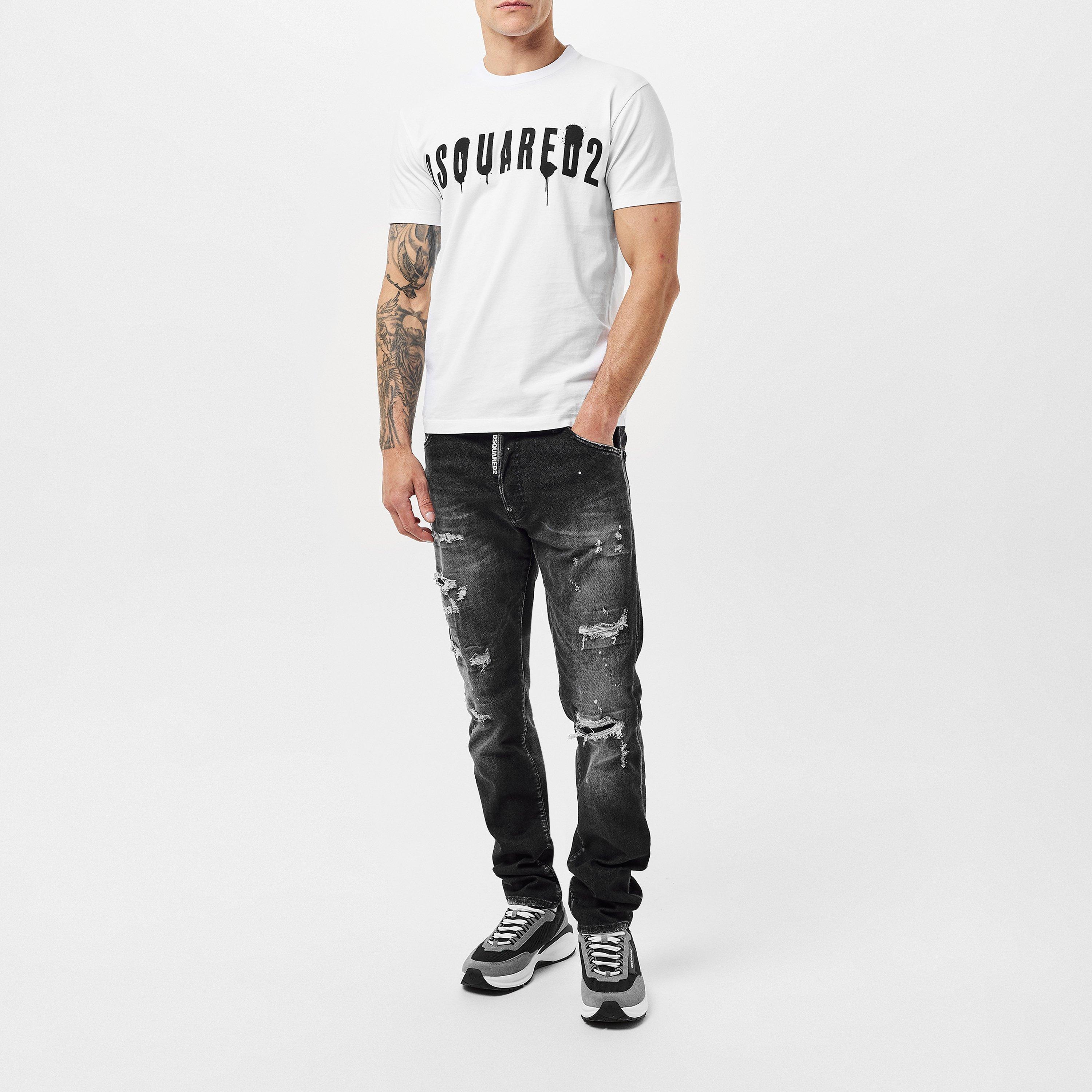 White - DSquared2 - Spray Logo T Shirt - 6