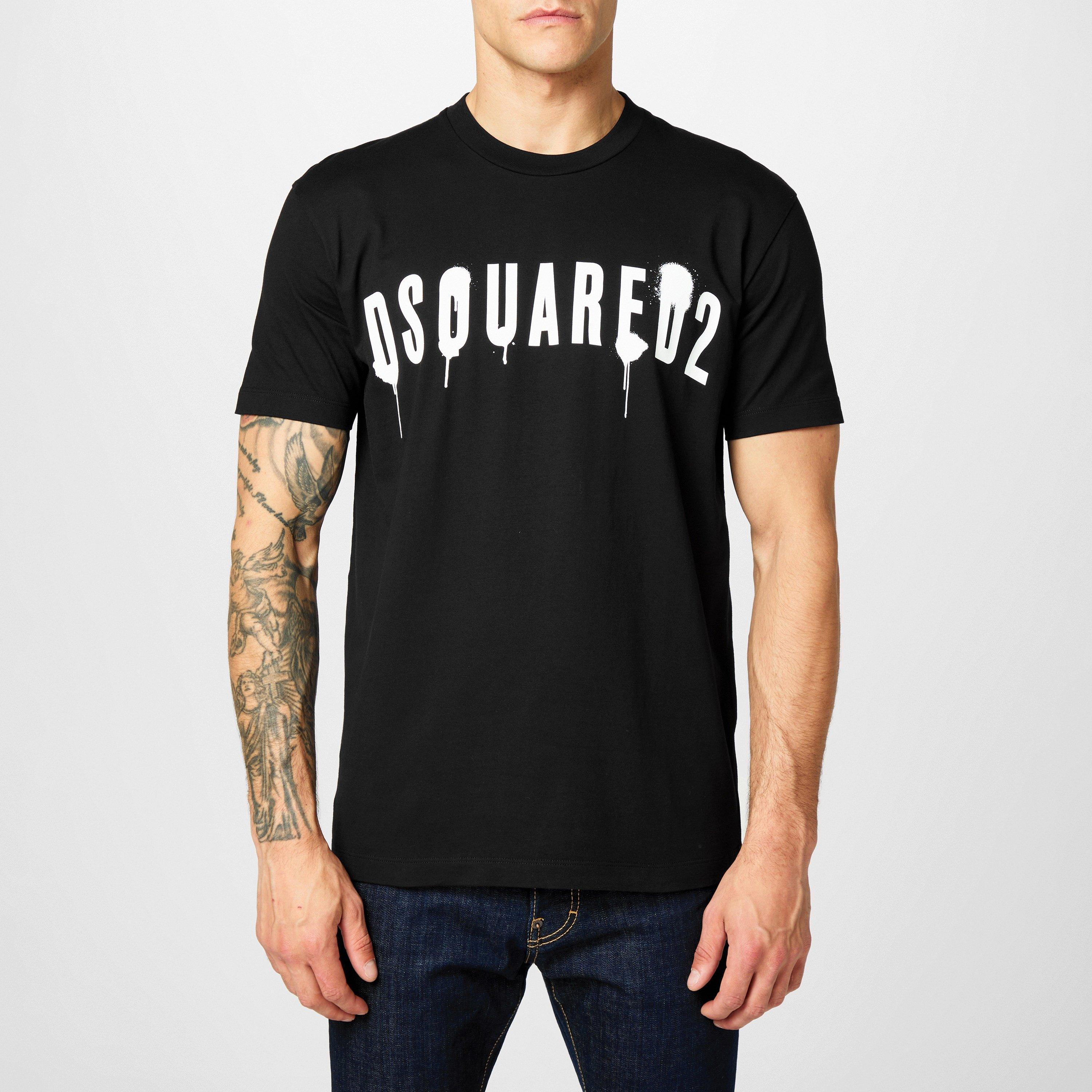 Black - DSquared2 - Spray Logo T Shirt - 3