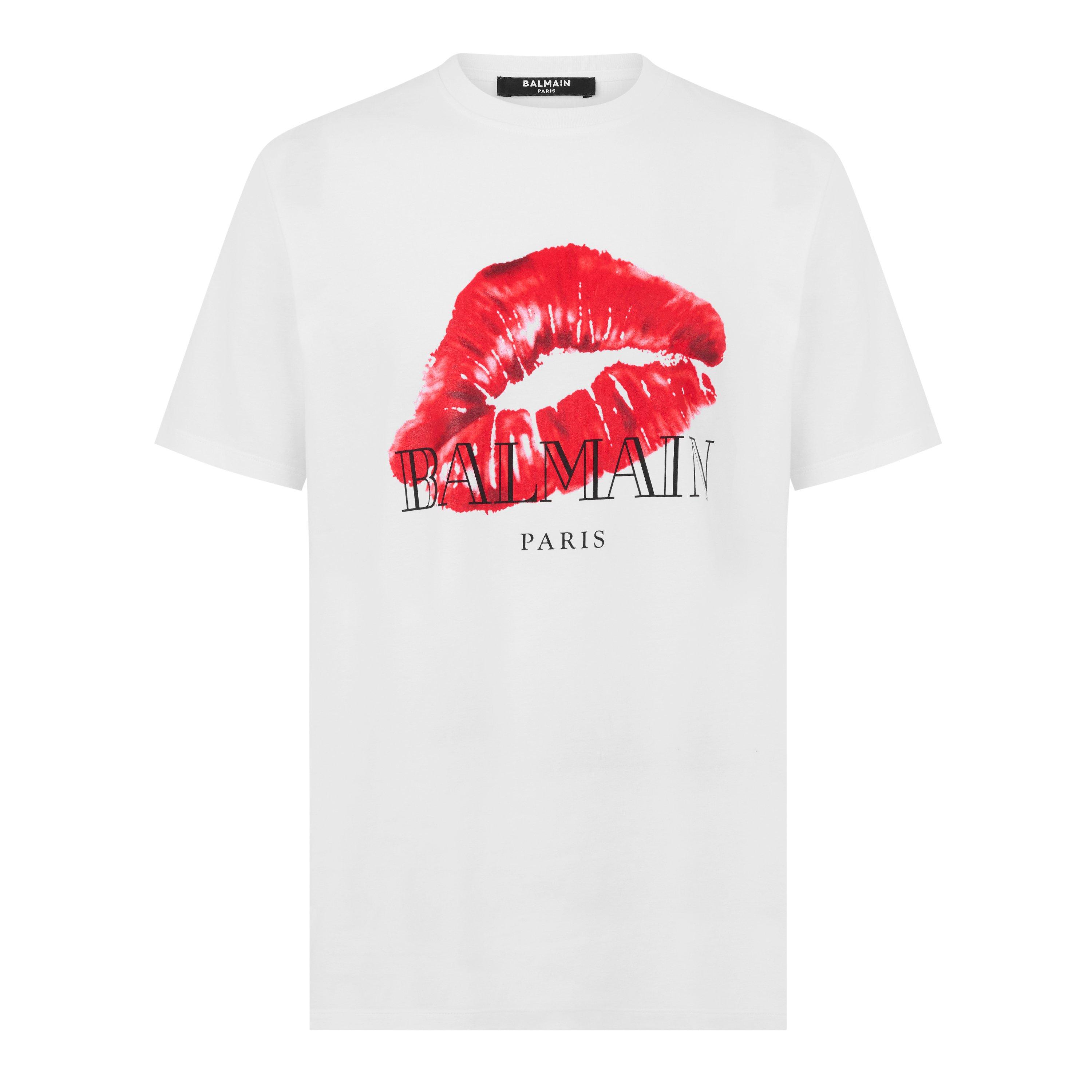 White - Balmain - Kiss Logo T- Shirt - 5