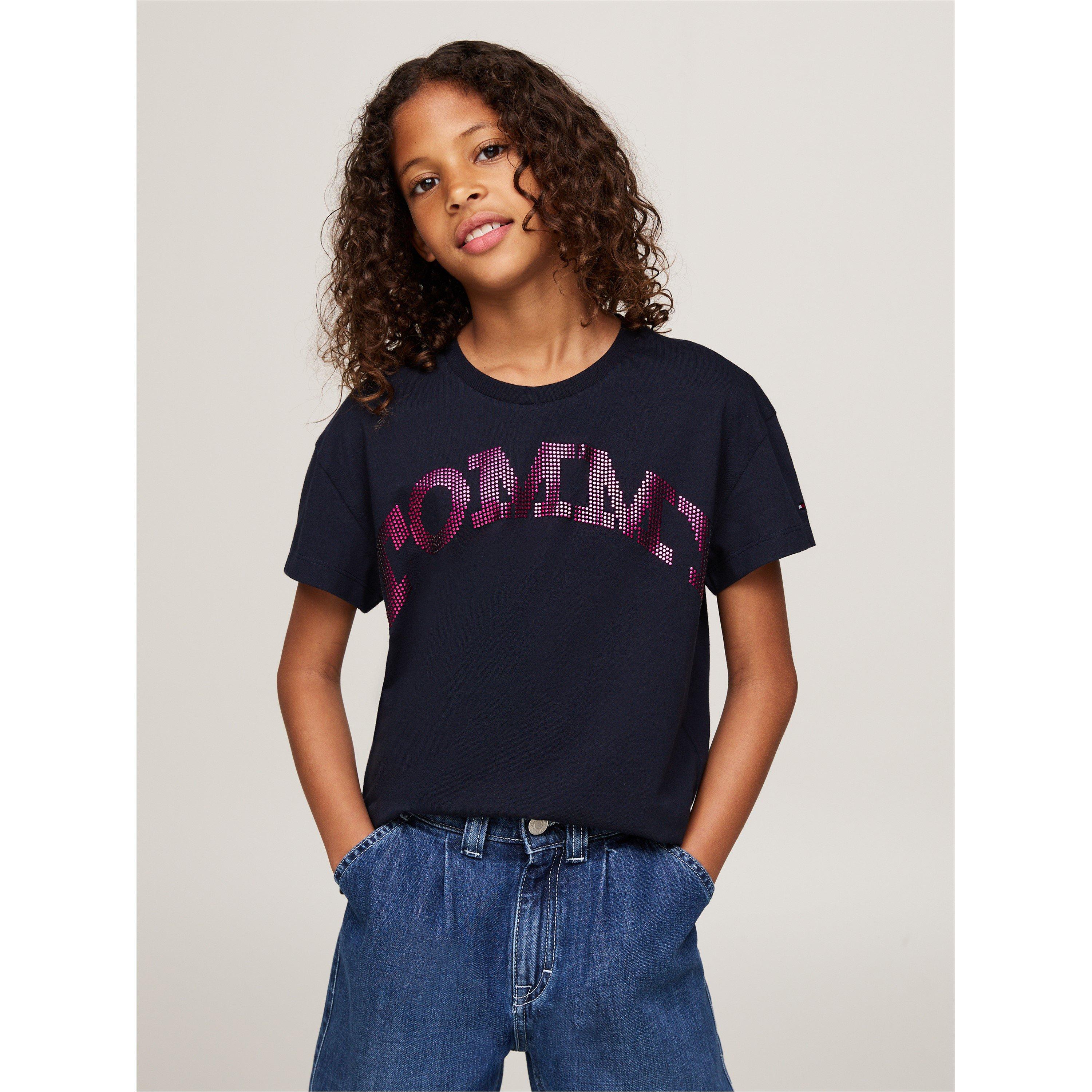 Tommy Hilfiger Girls Short-Sleeved T-Shirt Juniors - Desert Sky Dw5 - 14Y