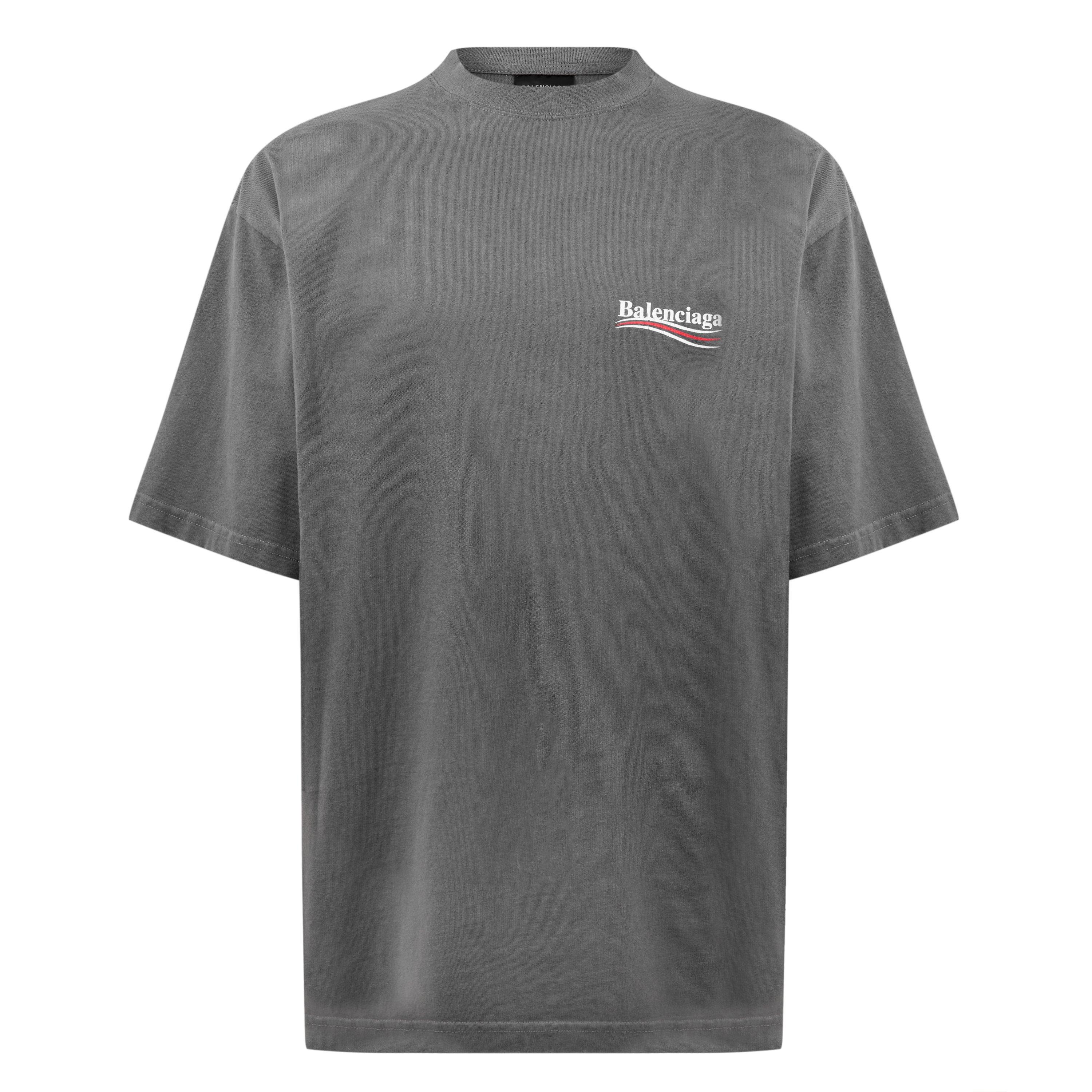 Smoke Grey - Balenciaga - Oversized Embroidered Cotton-Jersey T-Shirt - 1