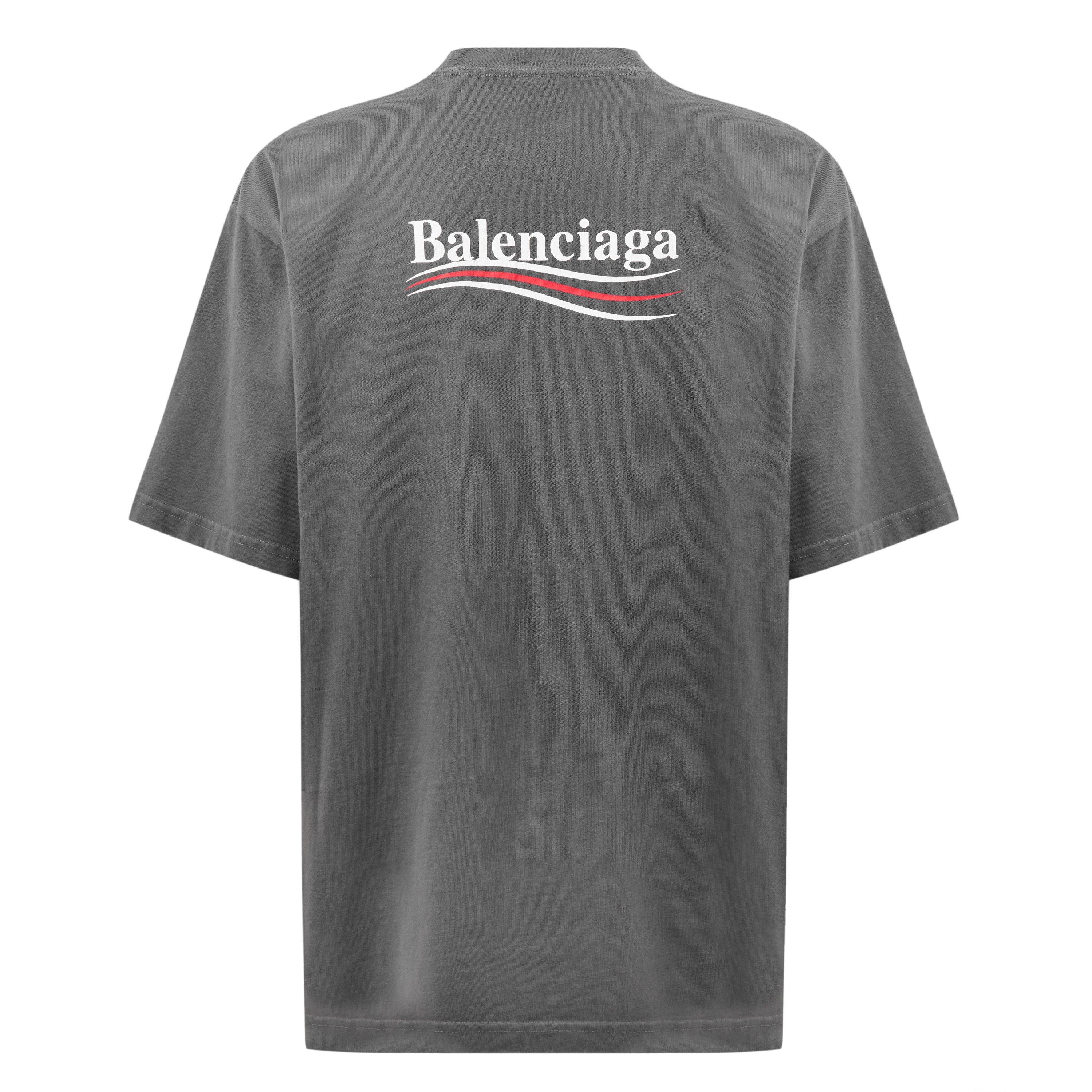 Smoke Grey - Balenciaga - Oversized Embroidered Cotton-Jersey T-Shirt - 6