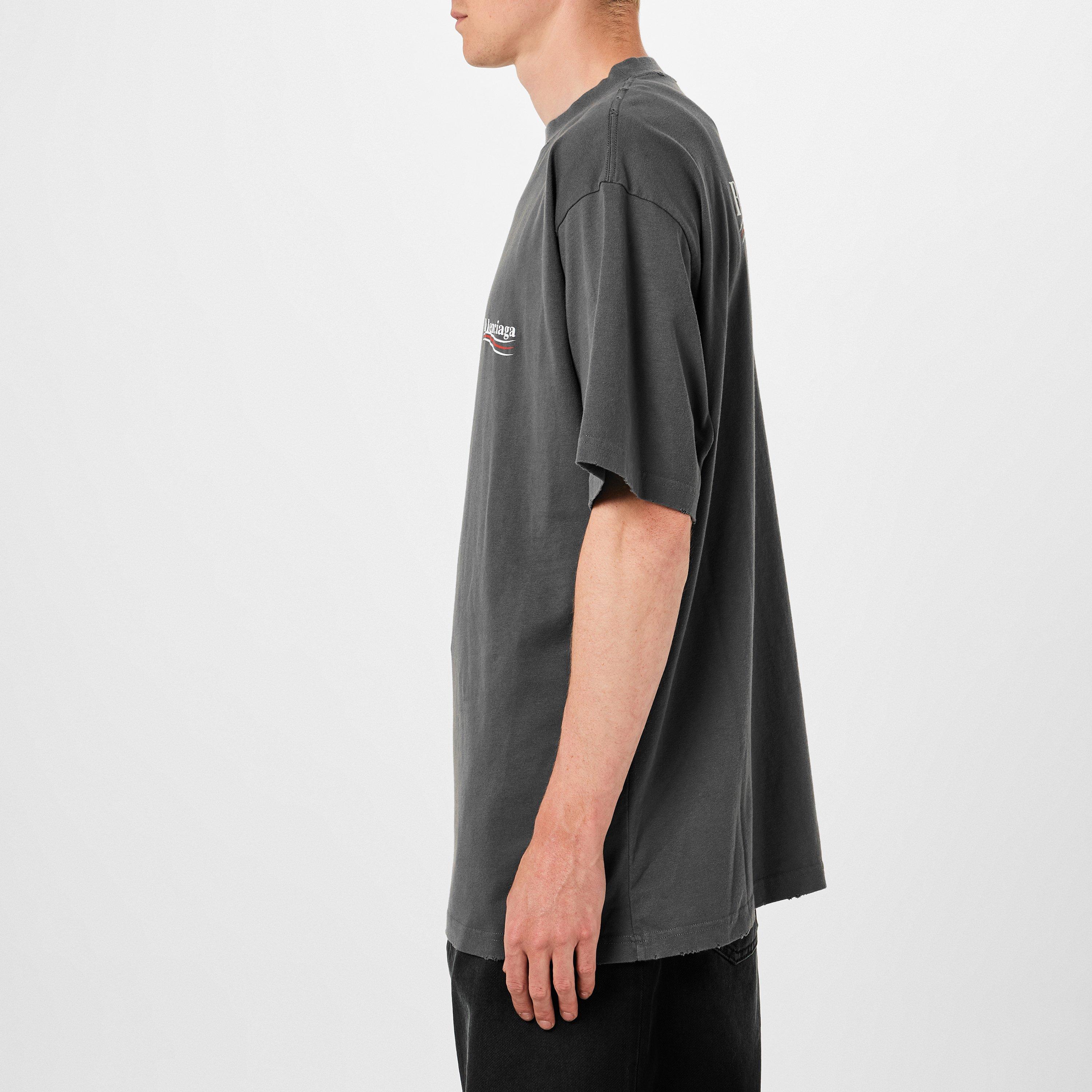 Smoke Grey - Balenciaga - Oversized Embroidered Cotton-Jersey T-Shirt - 5