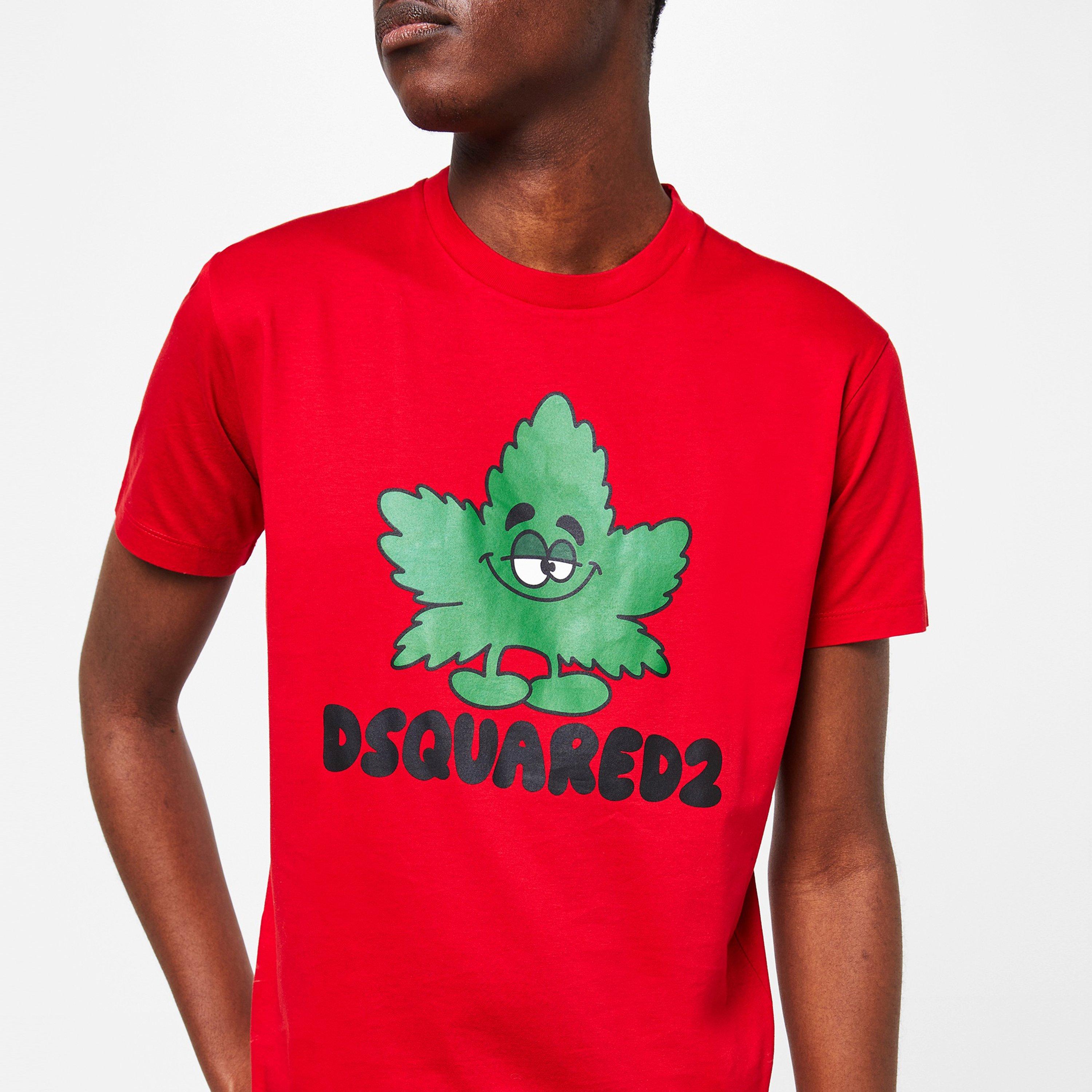 DSquared2 Graphic Weed T Shirt Regular Fit T Shirts Cruise Fashion