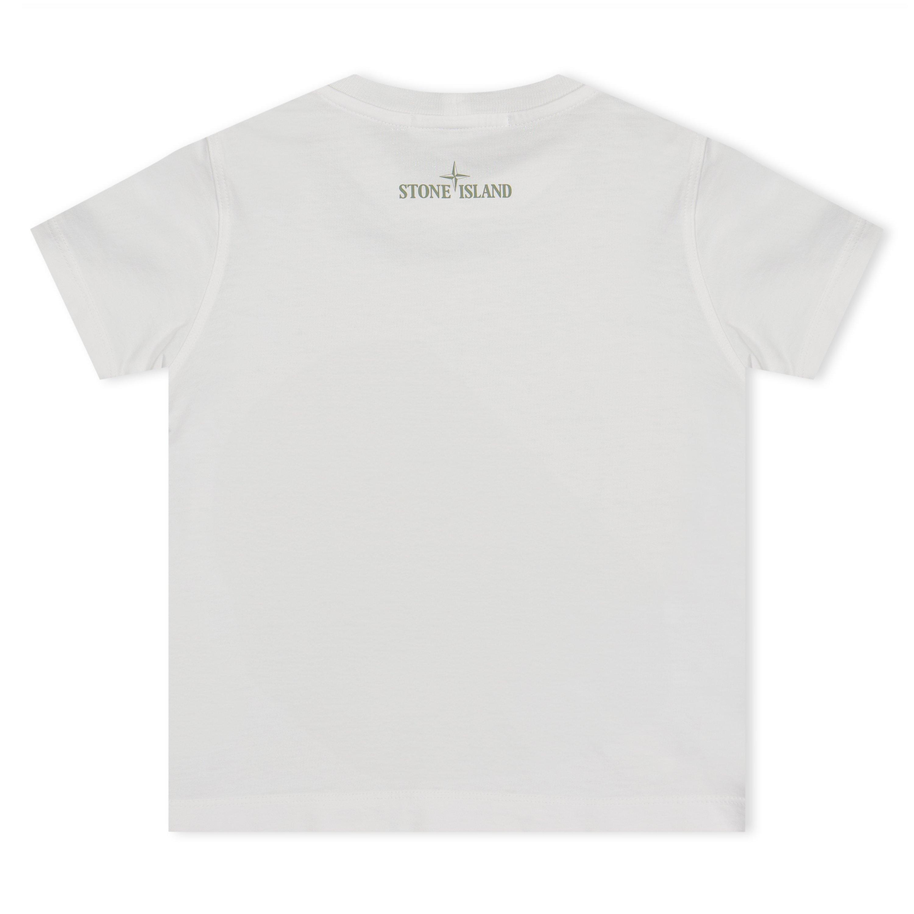 Bianco V0001 - Stone Island - Boys' Compass Print Cotton T-Shirt - 2