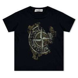 Stone Island BoysCompass Print Cotton T Shirt