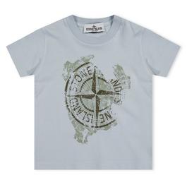 Stone Island BoysCompass Print Cotton T Shirt