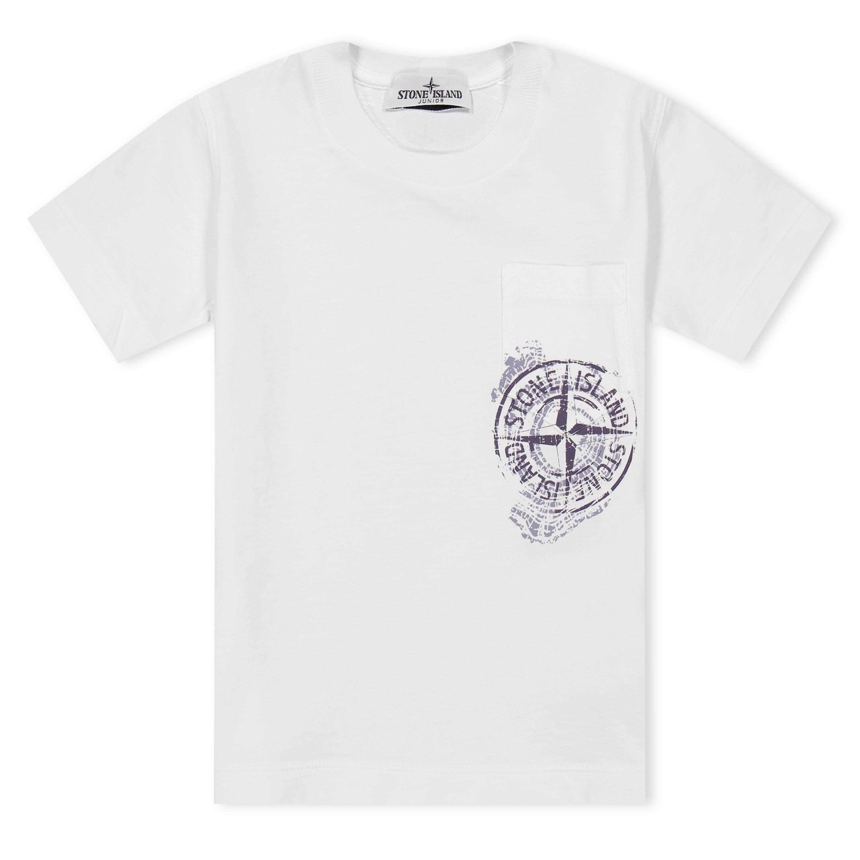 Stone Island Boys' Compass Print Cotton T-Shirt - Bianco V0001 - 14 Years