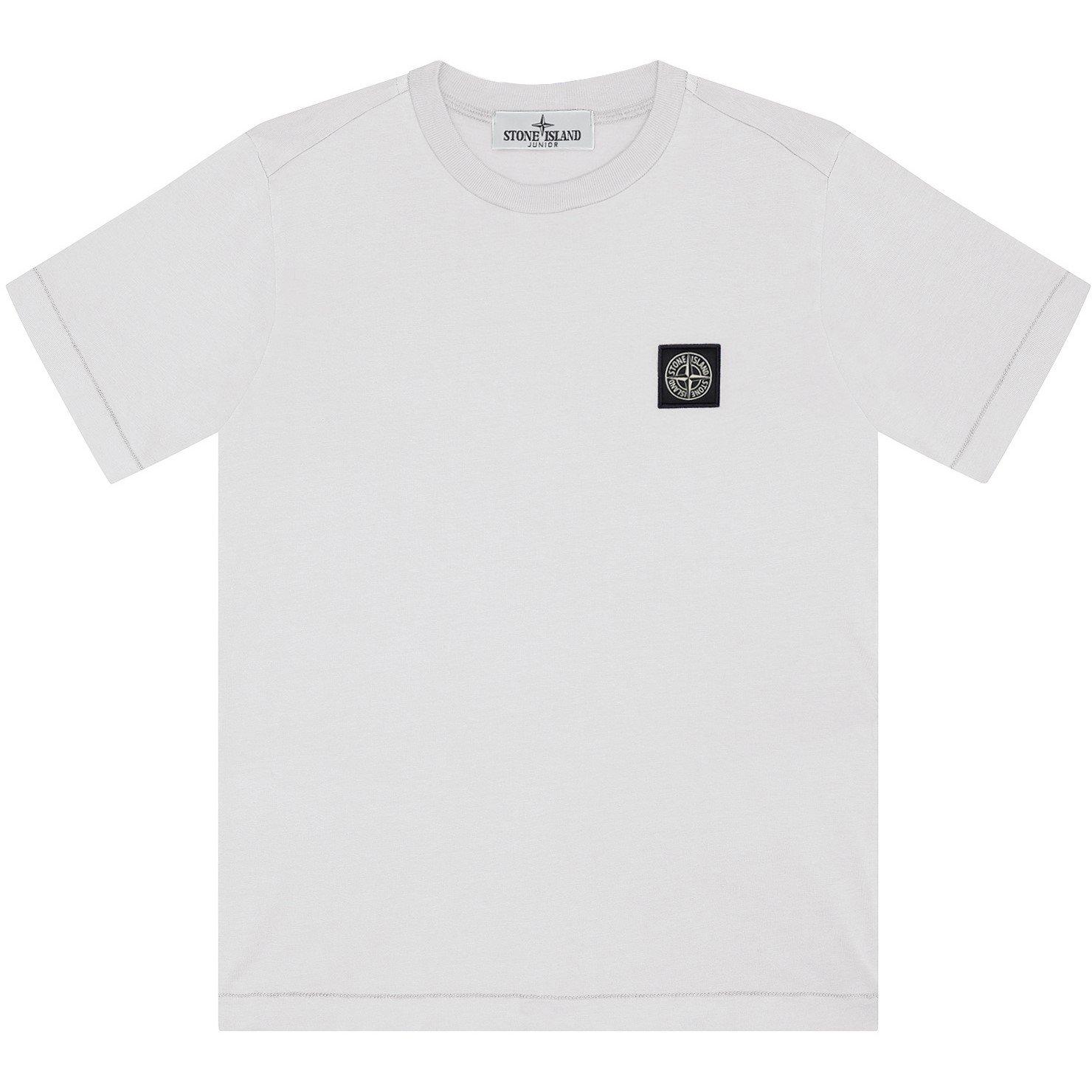 Stone Island Boys' Plain Cotton Badge Logo T-Shirt - Natural V0099 - Size 12 Yrs