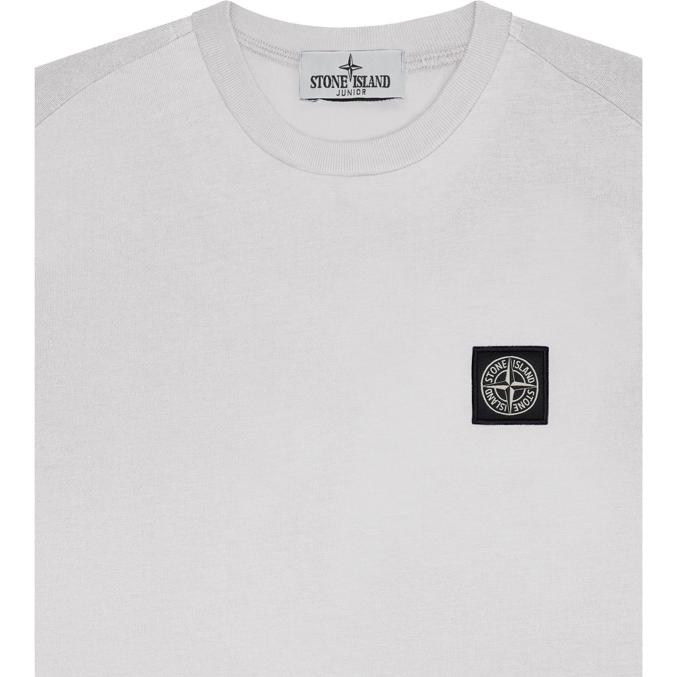Natural V0099 - Stone Island - Boys' Plain Cotton Badge Logo T-Shirt - 3