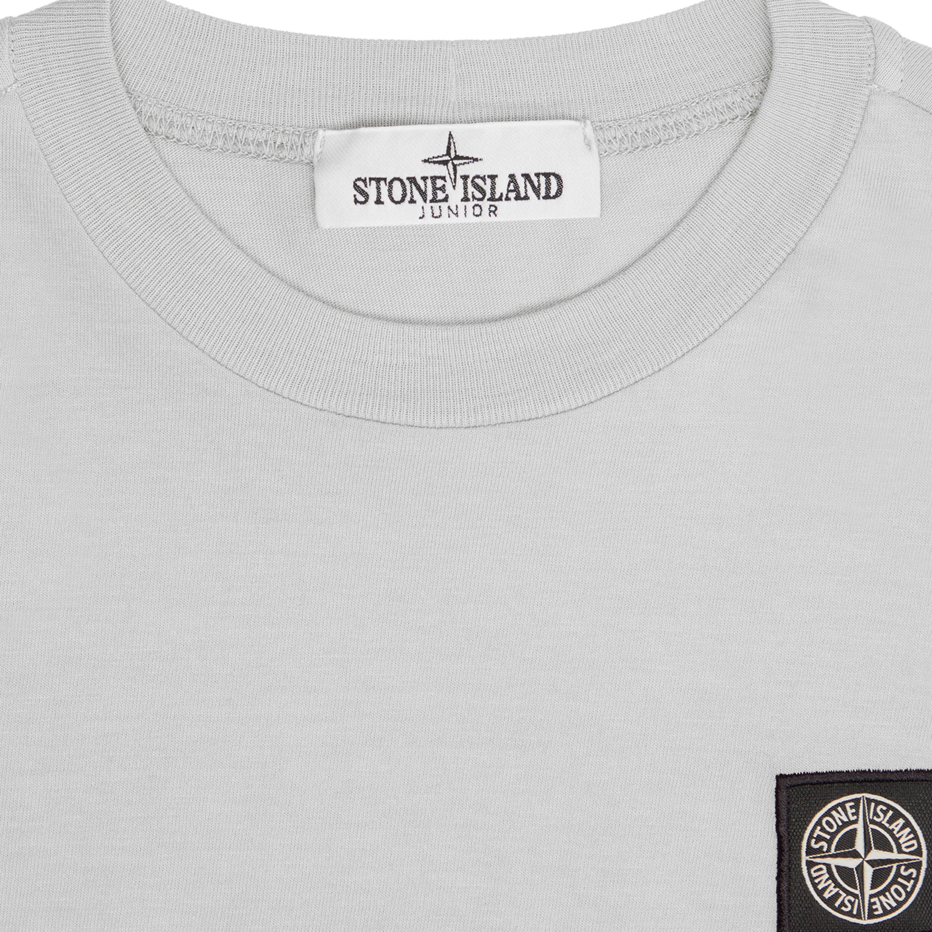 Natural V0099 - Stone Island - Boys' Plain Cotton Badge Logo T-Shirt - 5