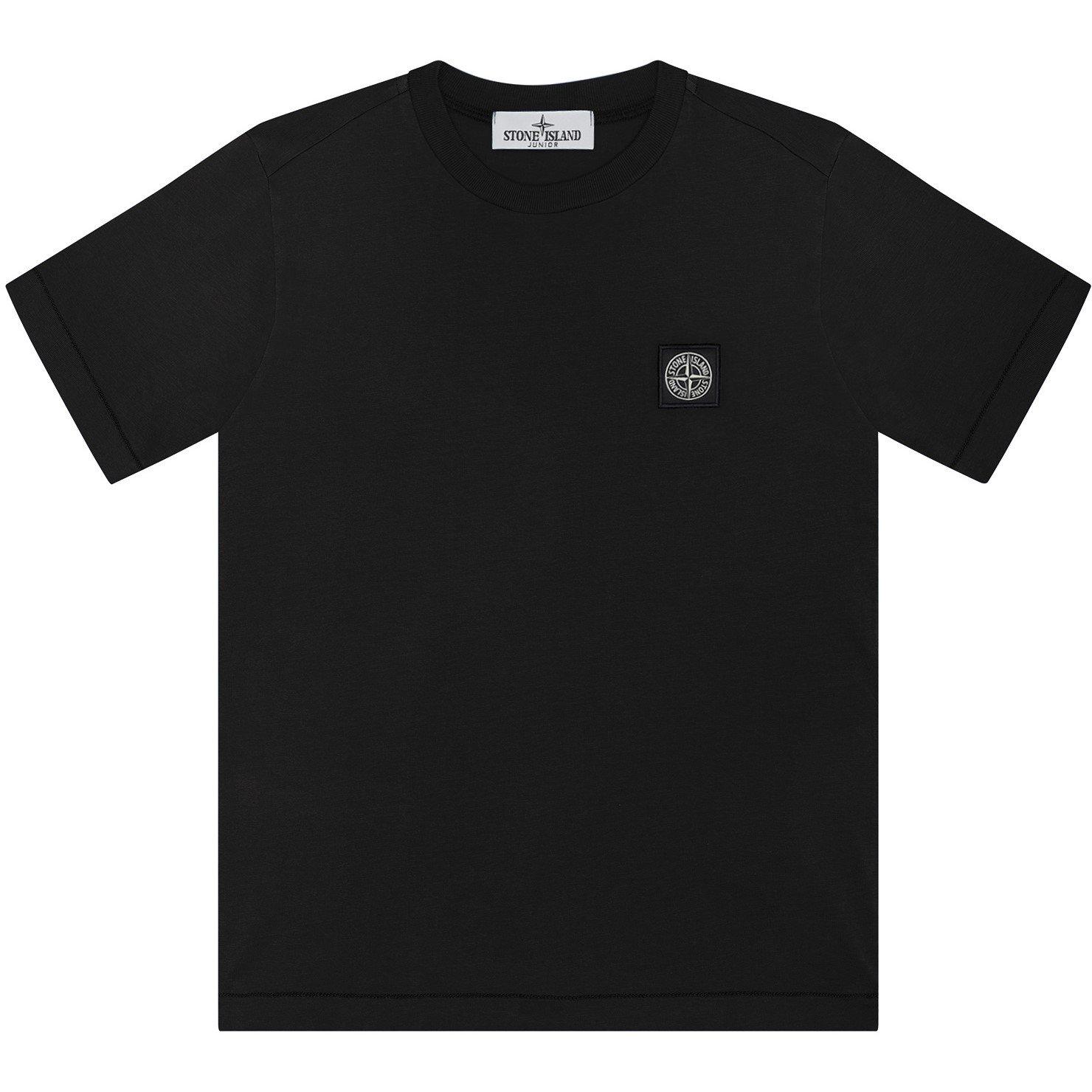 Black V0029 - Stone Island - Boys' Plain Cotton Badge Logo T-Shirt - 1