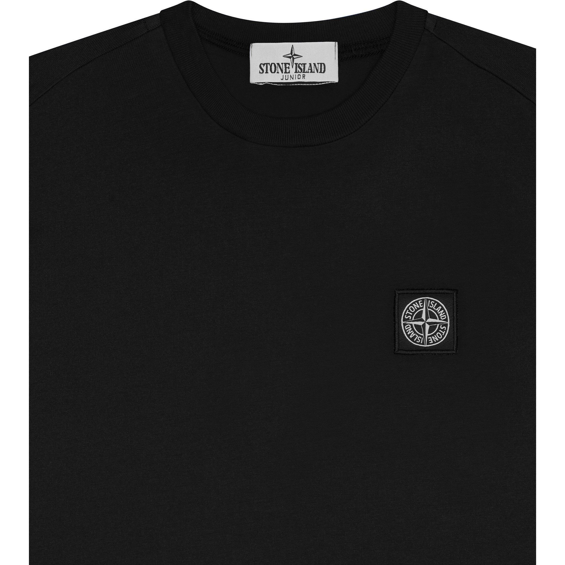 Black V0029 - Stone Island - Boys' Plain Cotton Badge Logo T-Shirt - 3