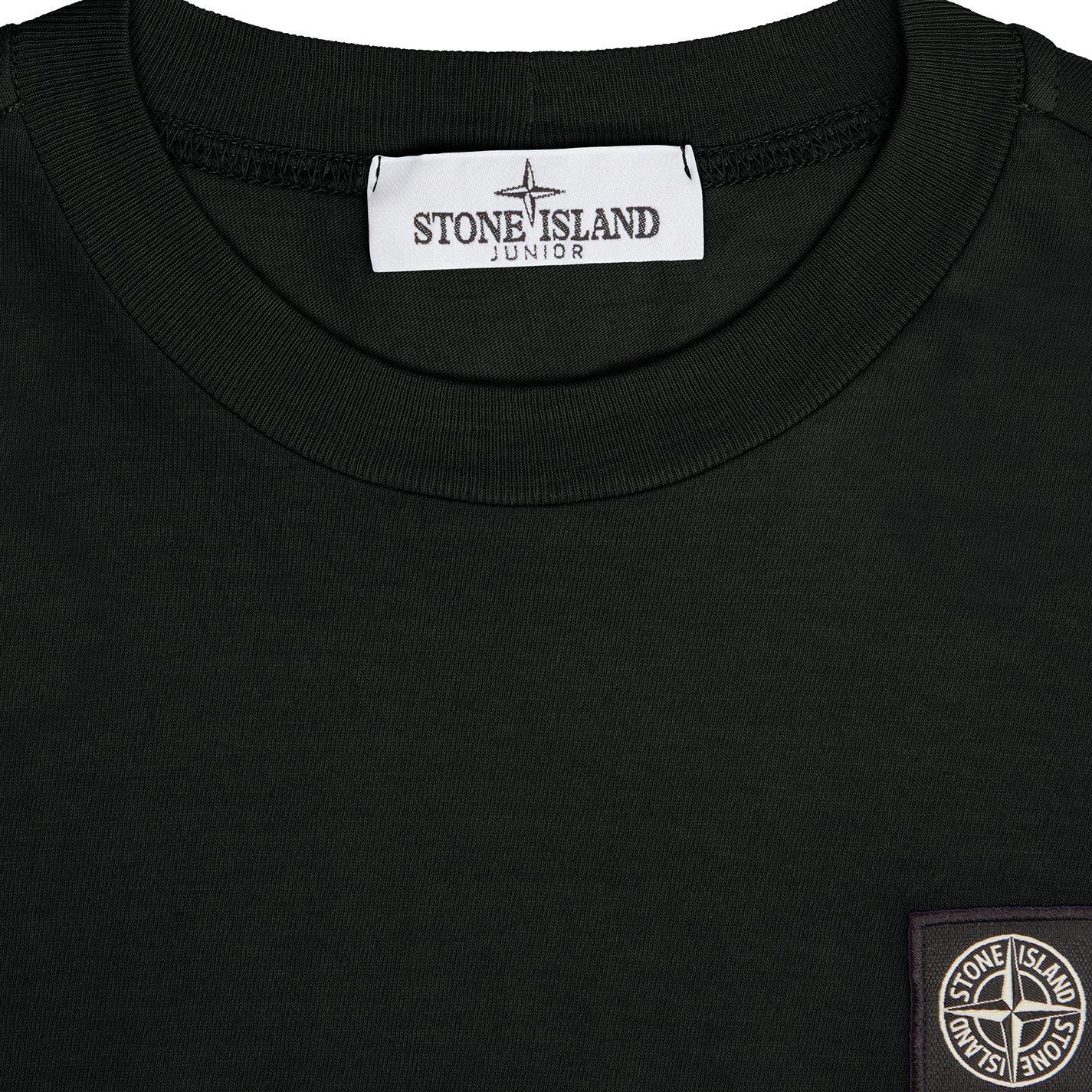 Black V0029 - Stone Island - Boys' Plain Cotton Badge Logo T-Shirt - 5