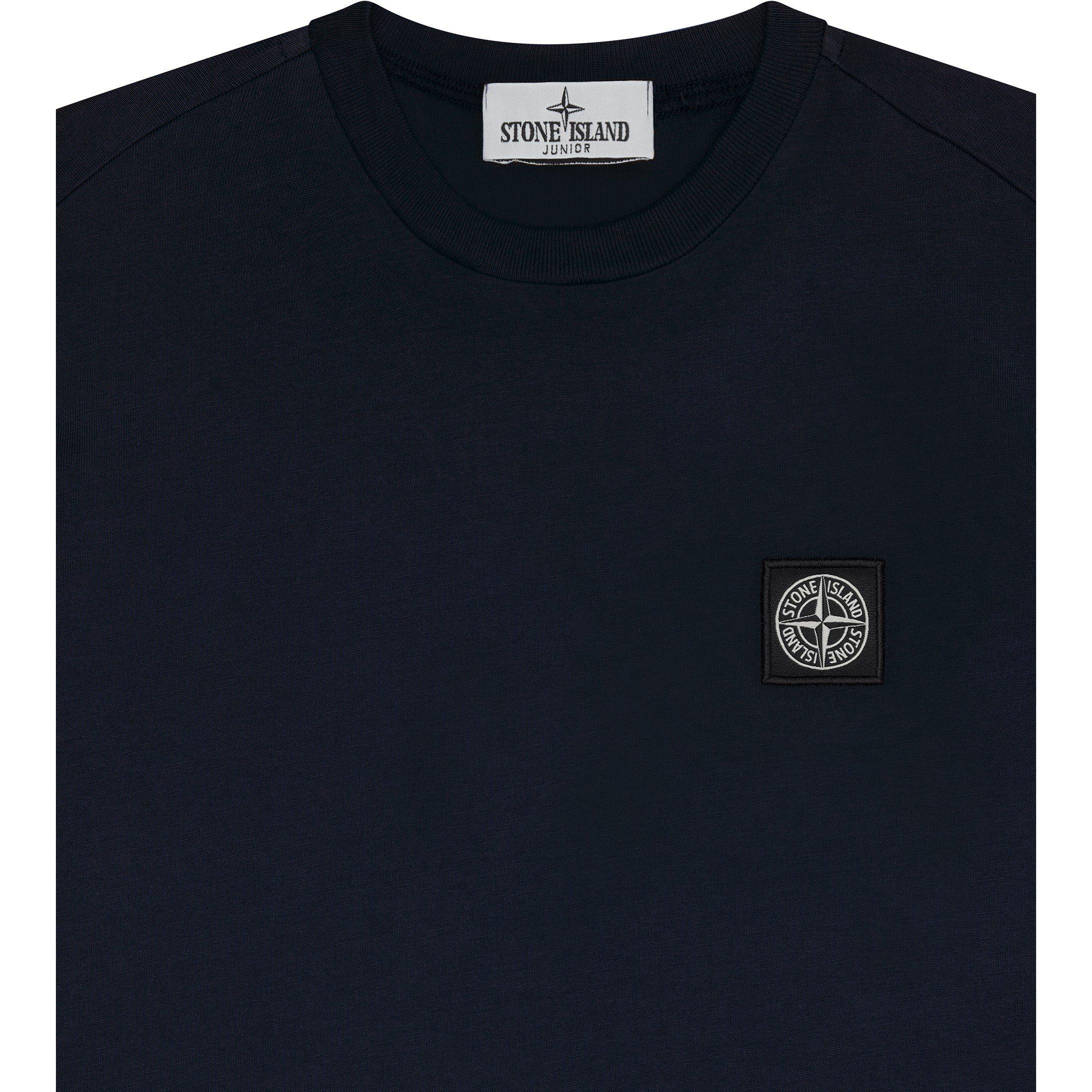 Navy V0020 - Stone Island - Boys' Plain Cotton Badge Logo T-Shirt - 3