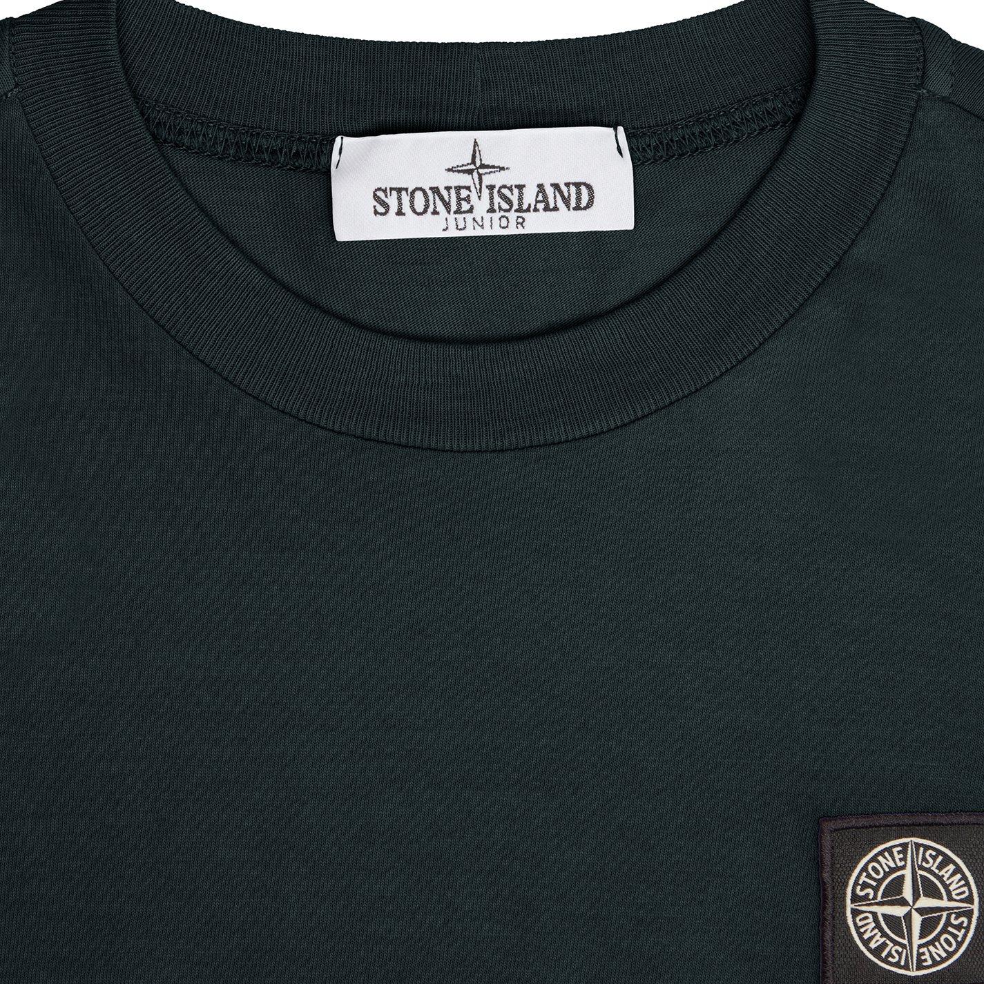 Navy V0020 - Stone Island - Boys' Plain Cotton Badge Logo T-Shirt - 5
