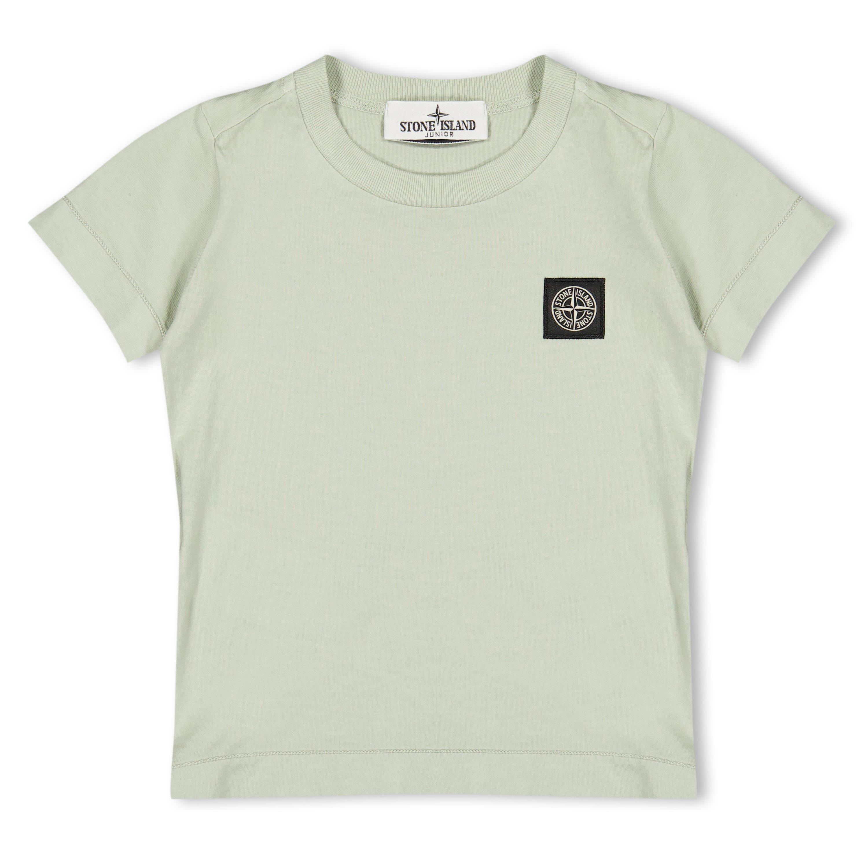 Stone Island Boys' Plain Cotton Badge Logo T-Shirt - Pearl Gry V0061 - Size 2 Yrs
