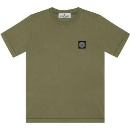Stone Island Boys' Plain Cotton Badge Logo T-Shirt