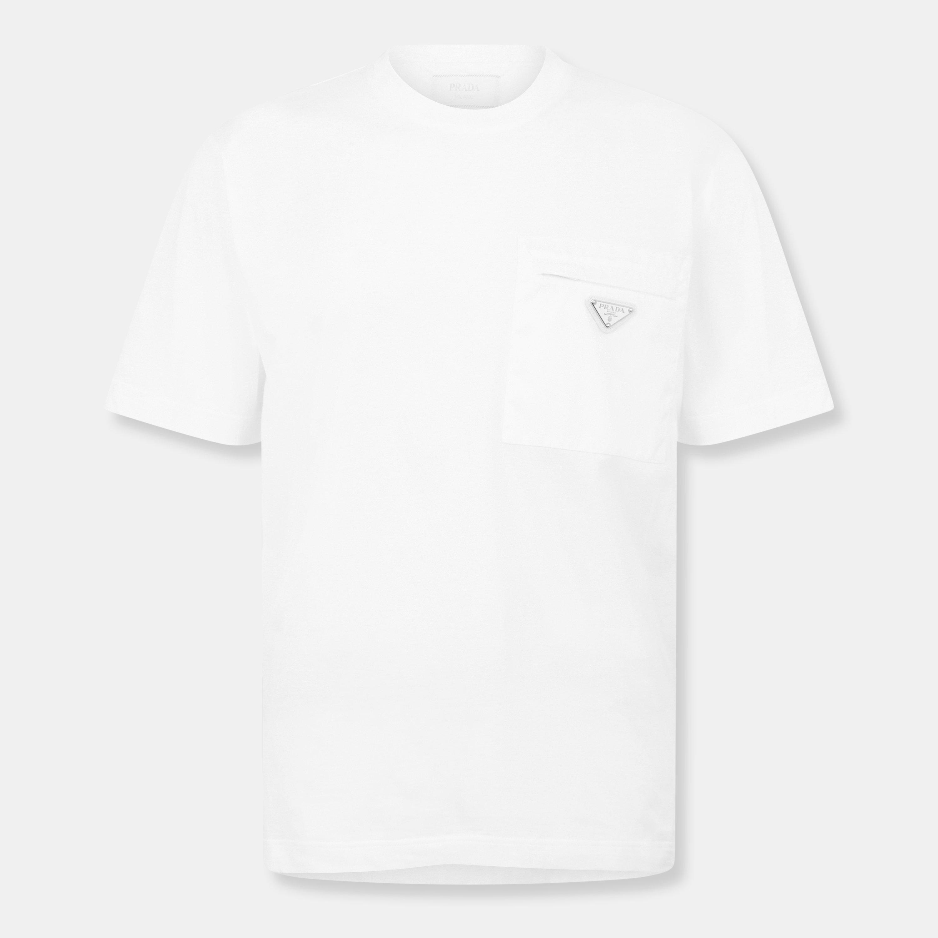 Prada Men'S Plain Cotton Badge Pocket T-Shirt | Cruise Fashion