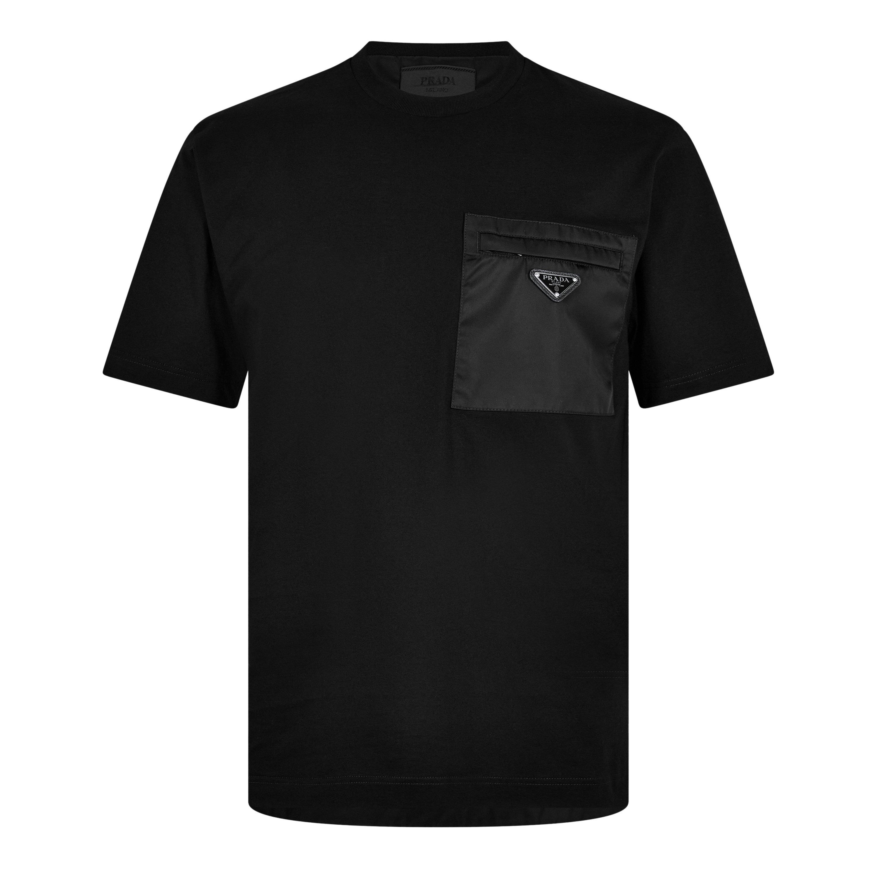 Nero - Prada - Men'S Plain Cotton Badge Pocket T-Shirt - 1