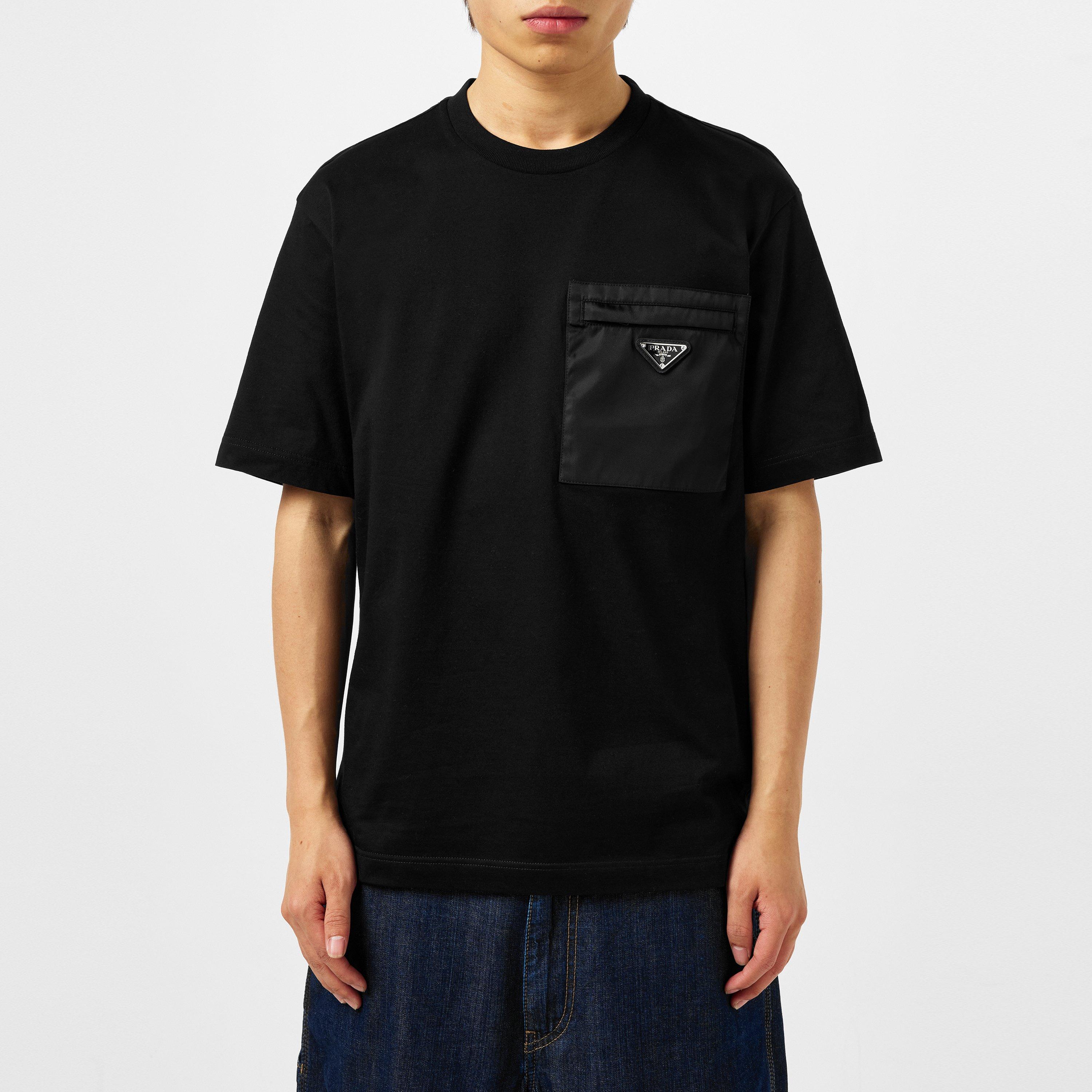 Nero - Prada - Men'S Plain Cotton Badge Pocket T-Shirt - 3