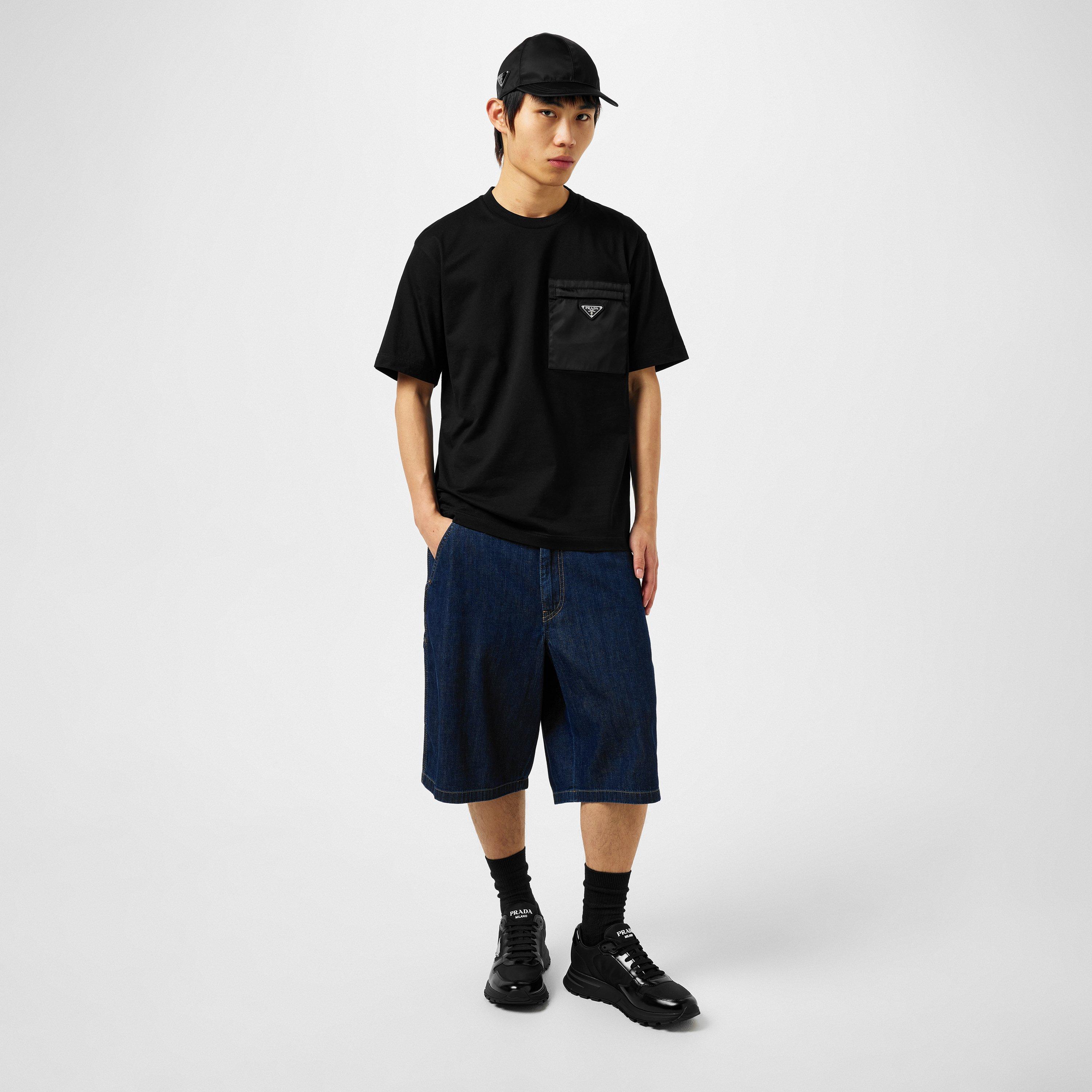 Nero - Prada - Men'S Plain Cotton Badge Pocket T-Shirt - 6