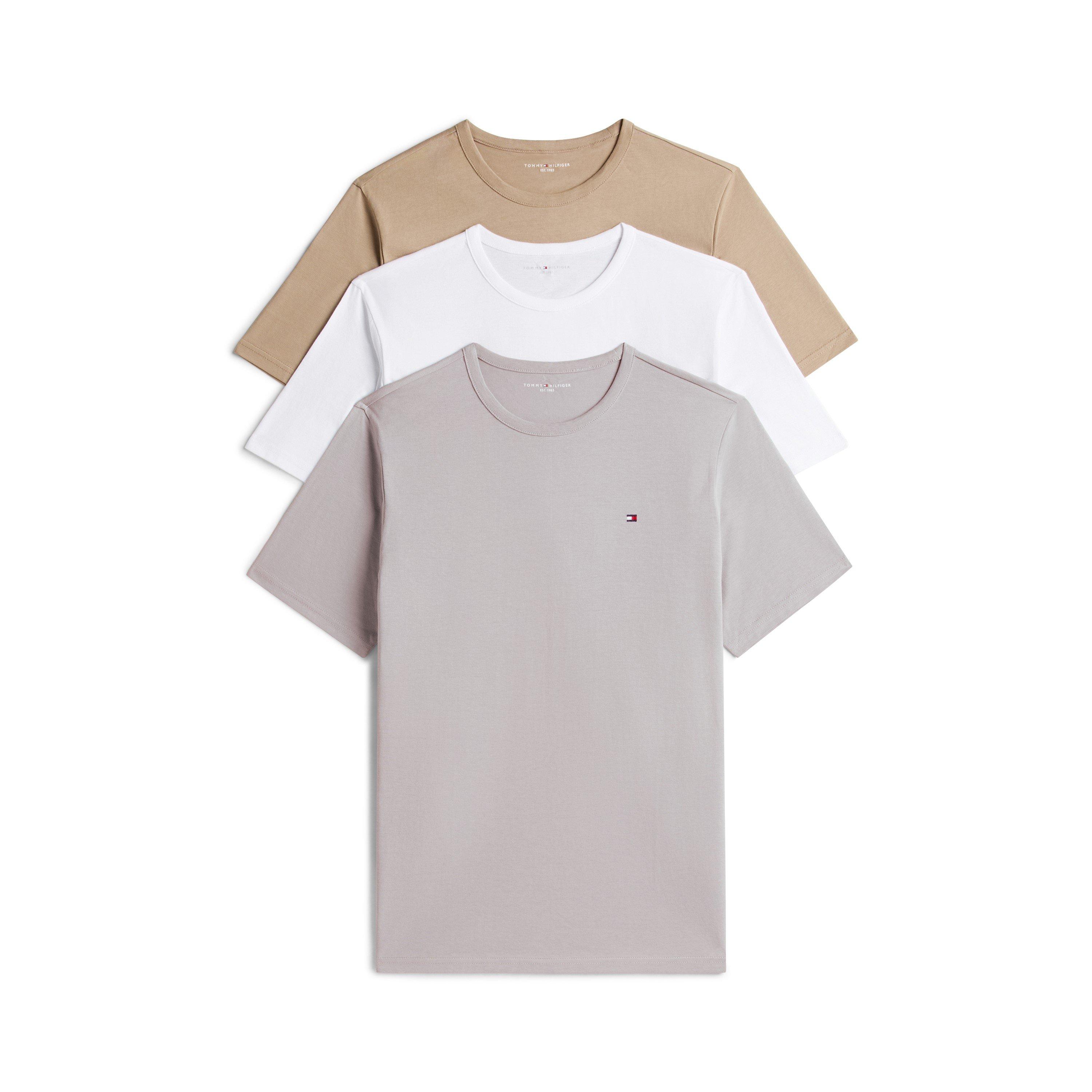 Tommy Hilfiger Men's 3 Pack Short Sleeve T-Shirts - Silvr/Taupe/Wht - S
