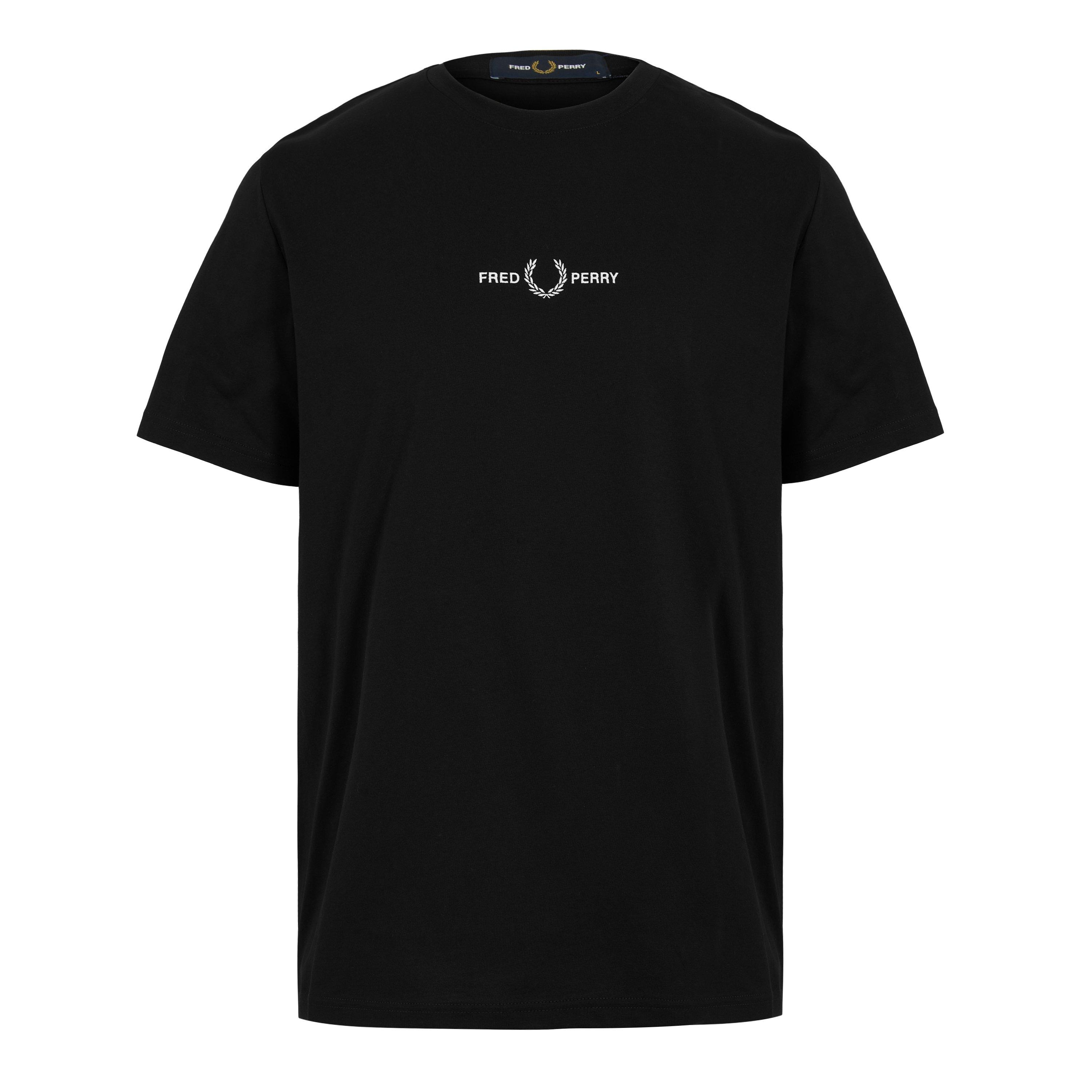 Fred Perry Men's Embroidered Logo T Shirt - Black 102 - L