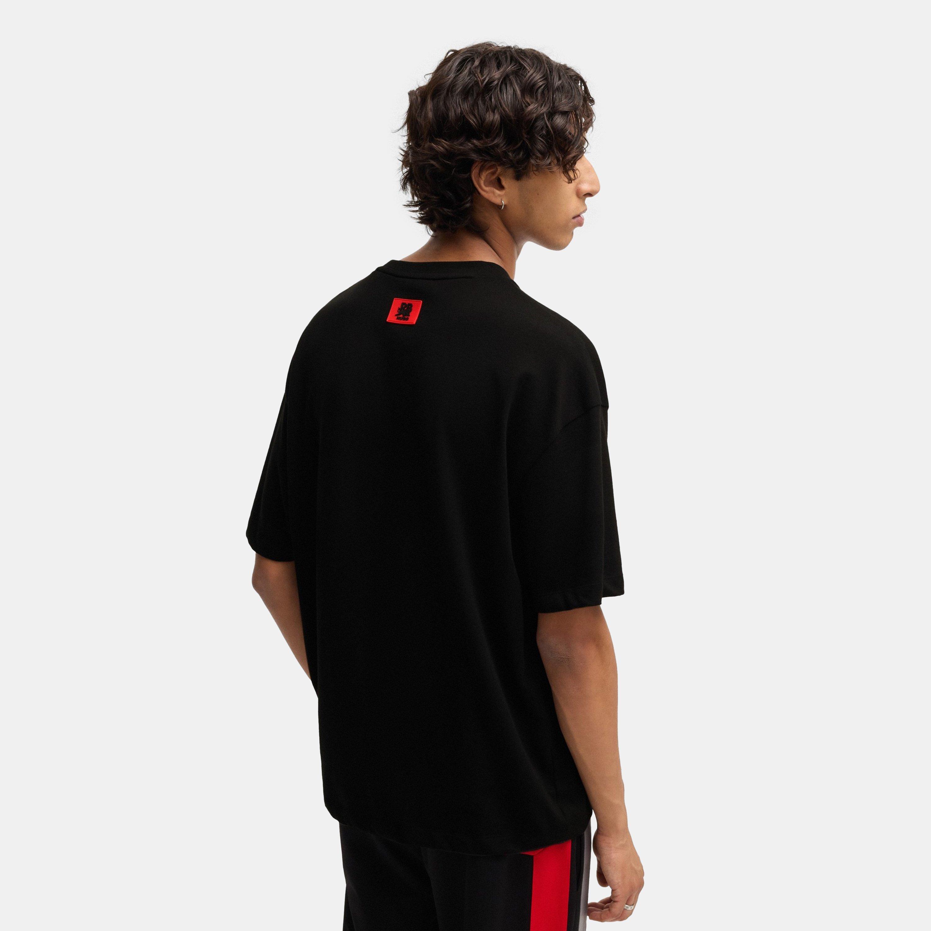 Black 001 - Hugo - Oversized Fit Racing Print T-Shirt - 4