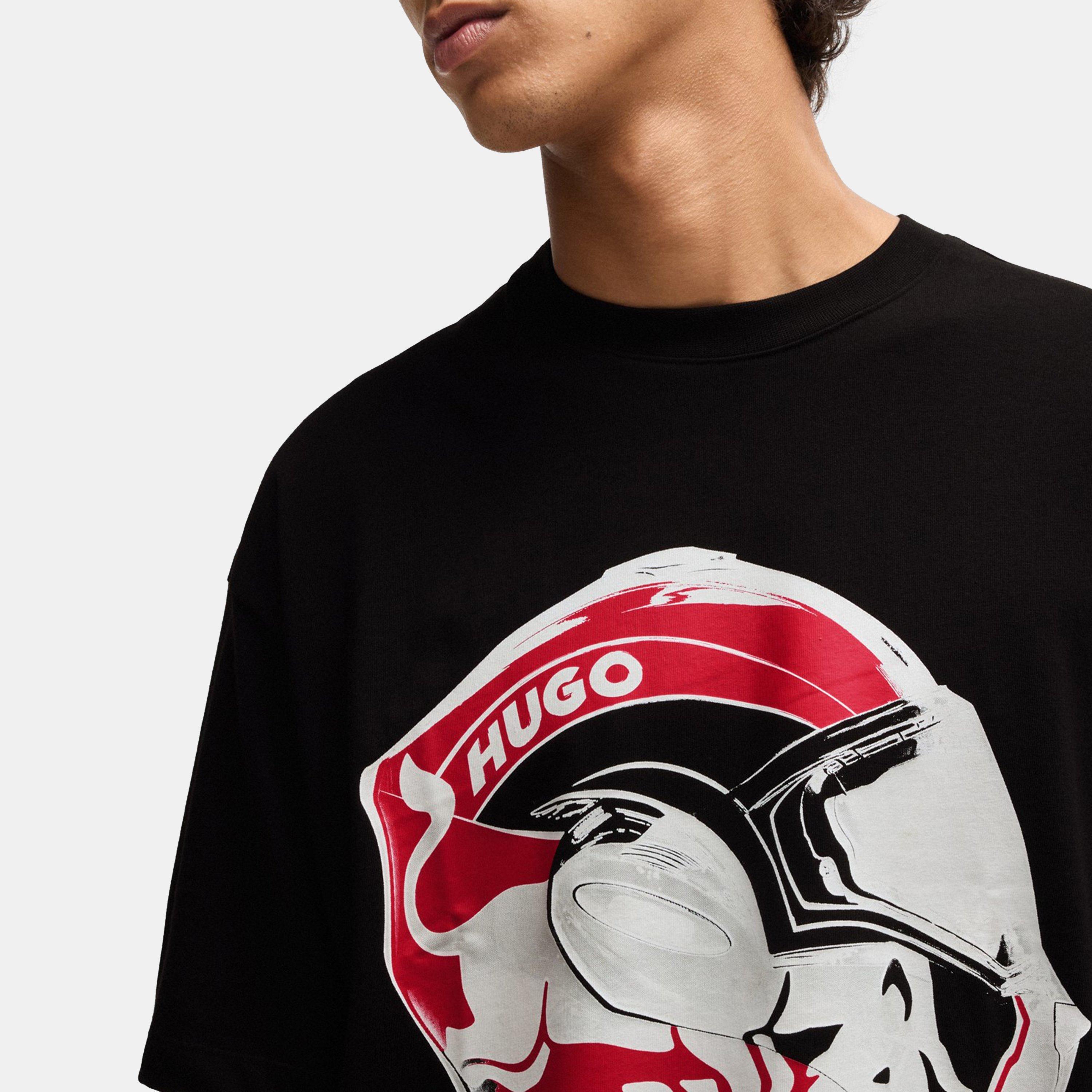 Black 001 - Hugo - Oversized Fit Racing Print T-Shirt - 5