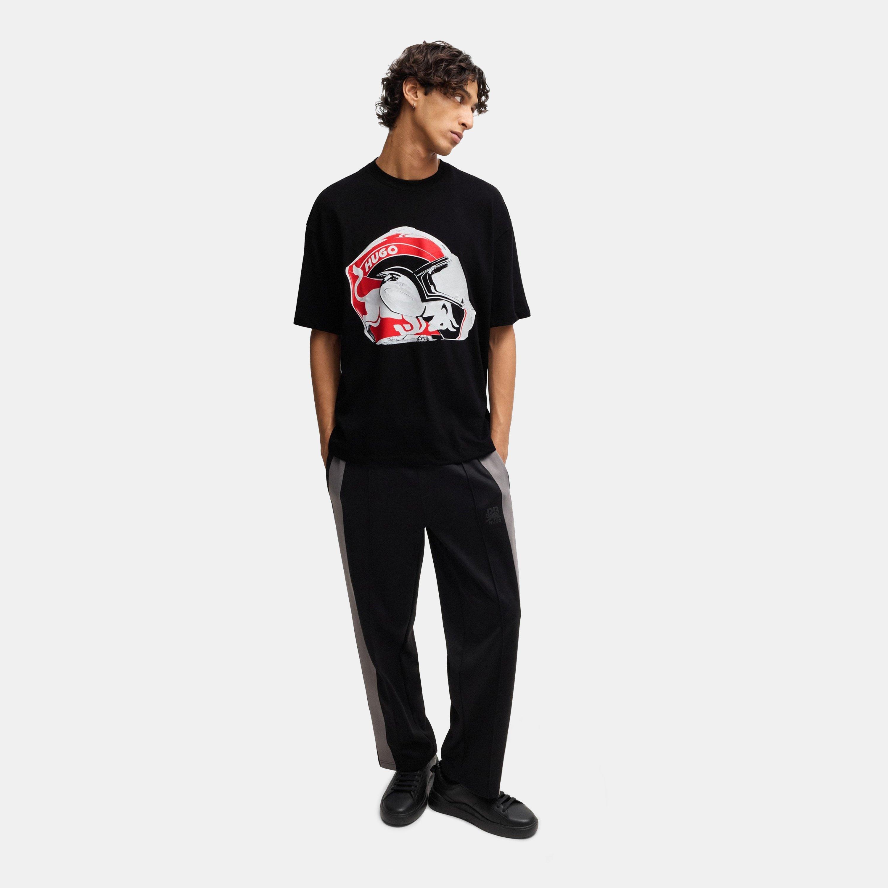 Black 001 - Hugo - Oversized Fit Racing Print T-Shirt - 6