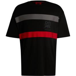 Hugo Signature Bull Motif Oversized Mesh T-Shirt