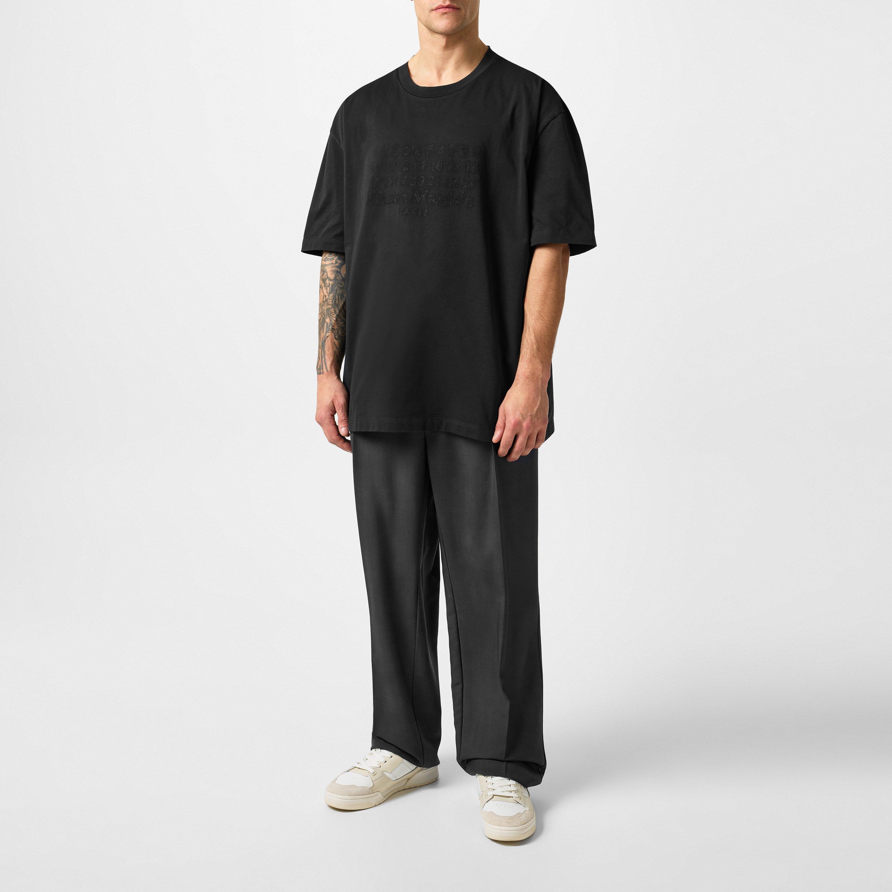Wash black - Maison Margiela - Men's Washed Logo Oversized Fit Oversized T-Shirt - 4