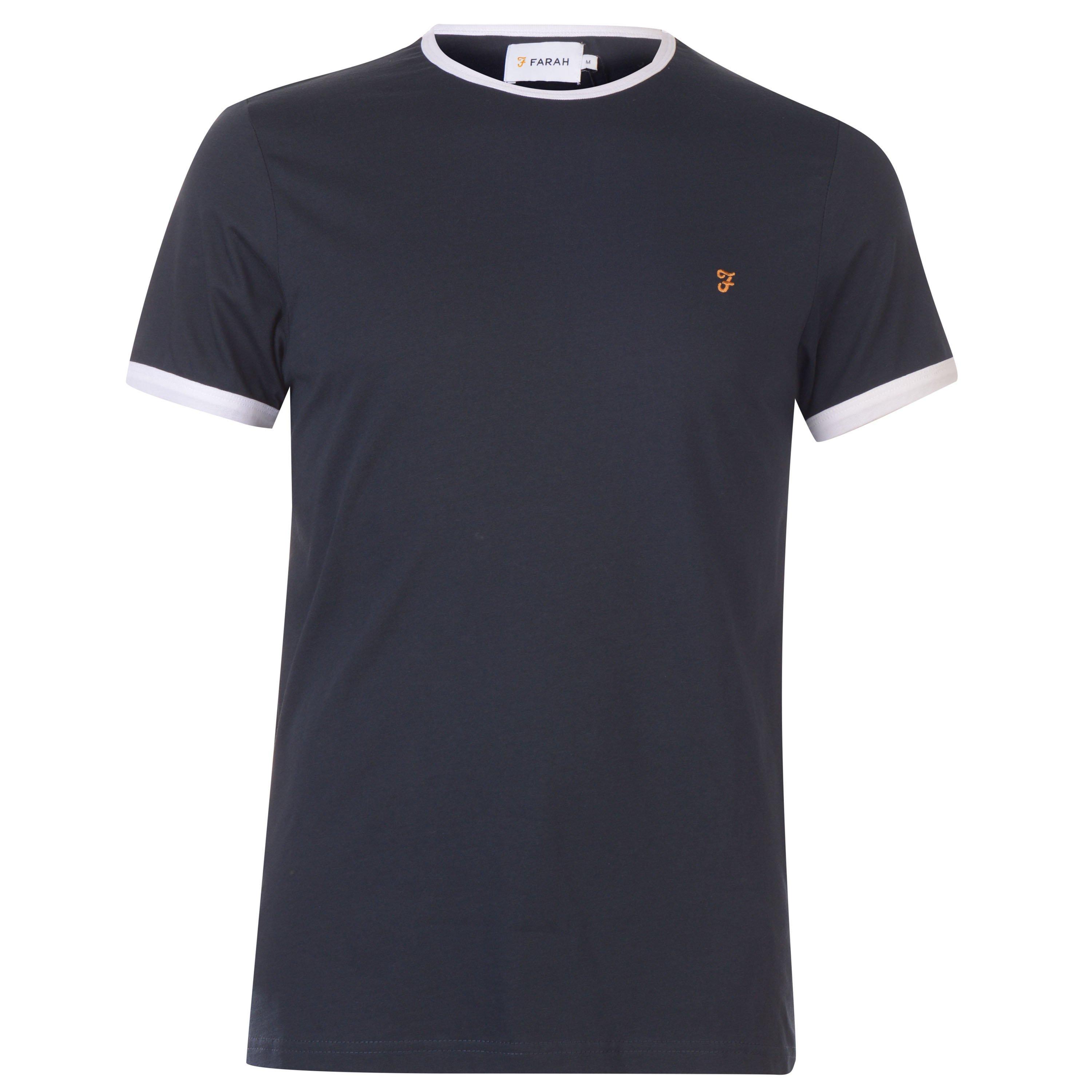 Navy 412 - Farah - Groves Ringer T Shirt - 1