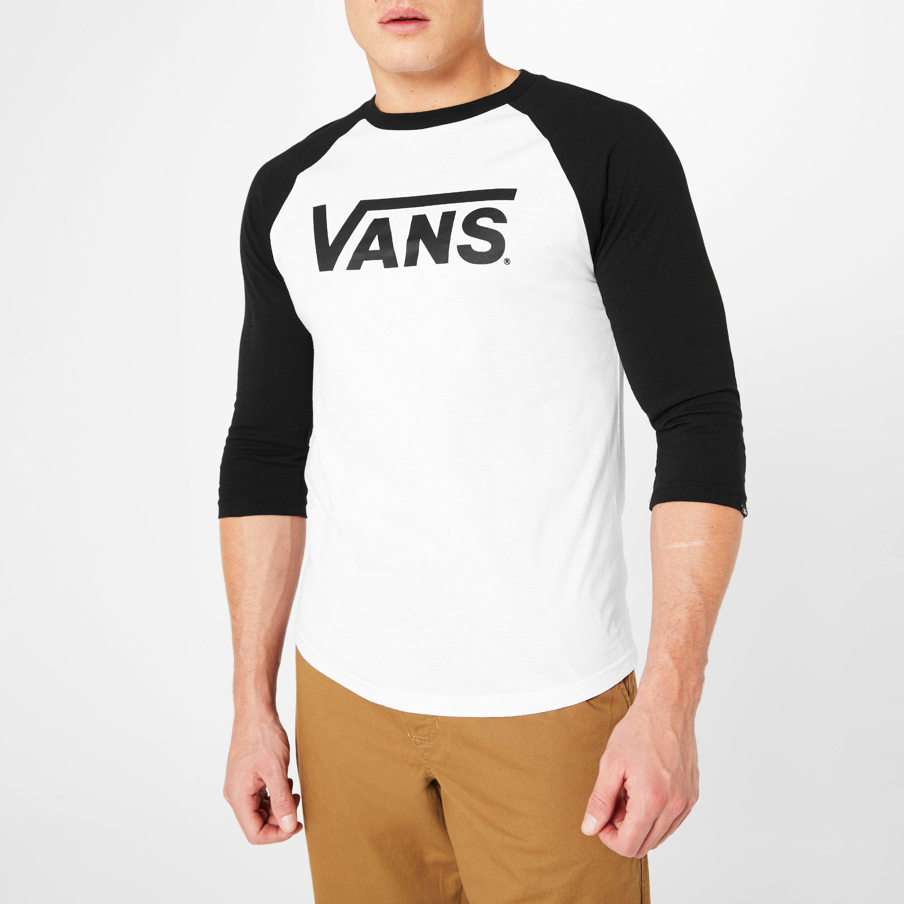 Bijelo-Crno - Vans - Vans Raglan Long Sleeve T-Shirt Mens - 3