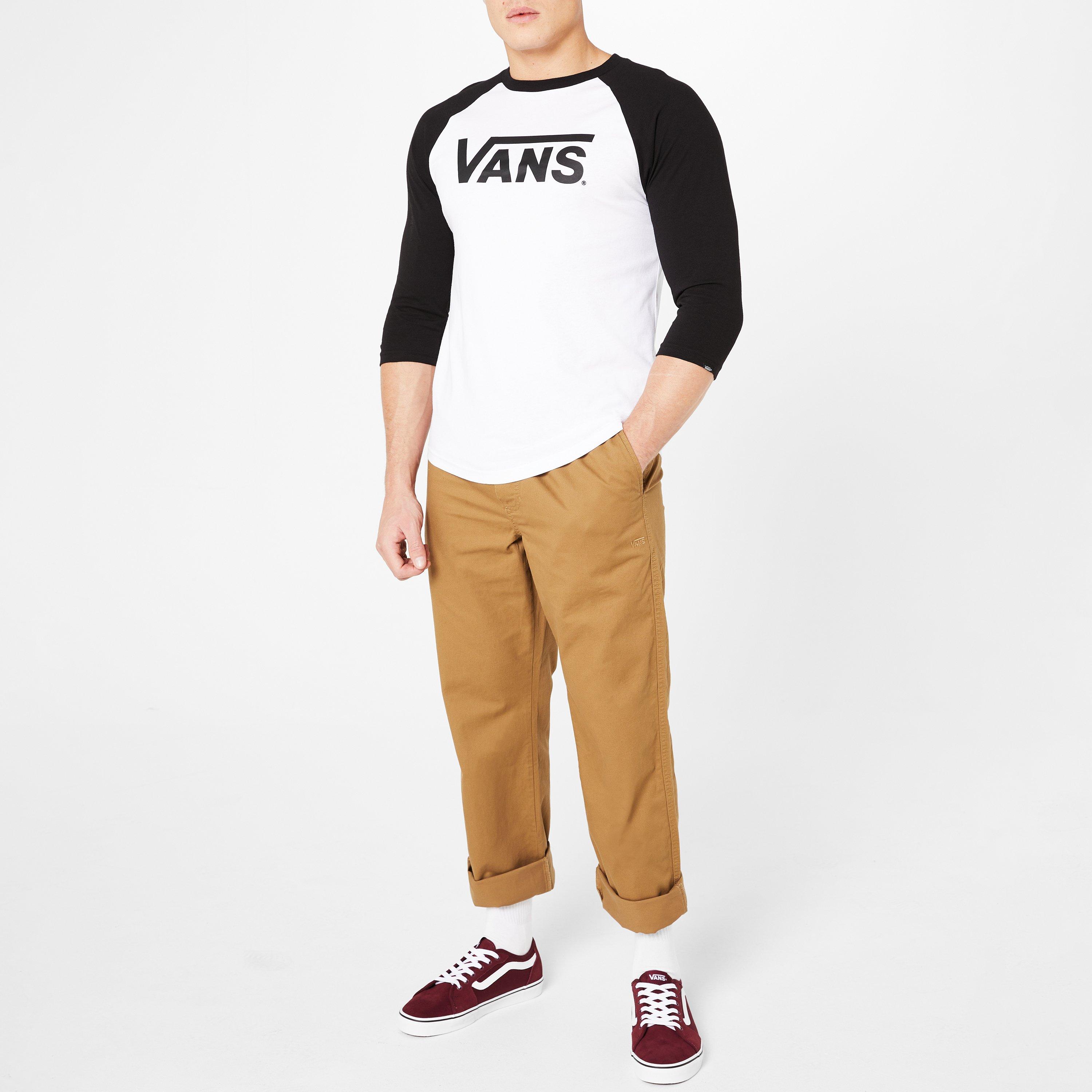 Bijelo-Crno - Vans - Vans Raglan Long Sleeve T-Shirt Mens - 5