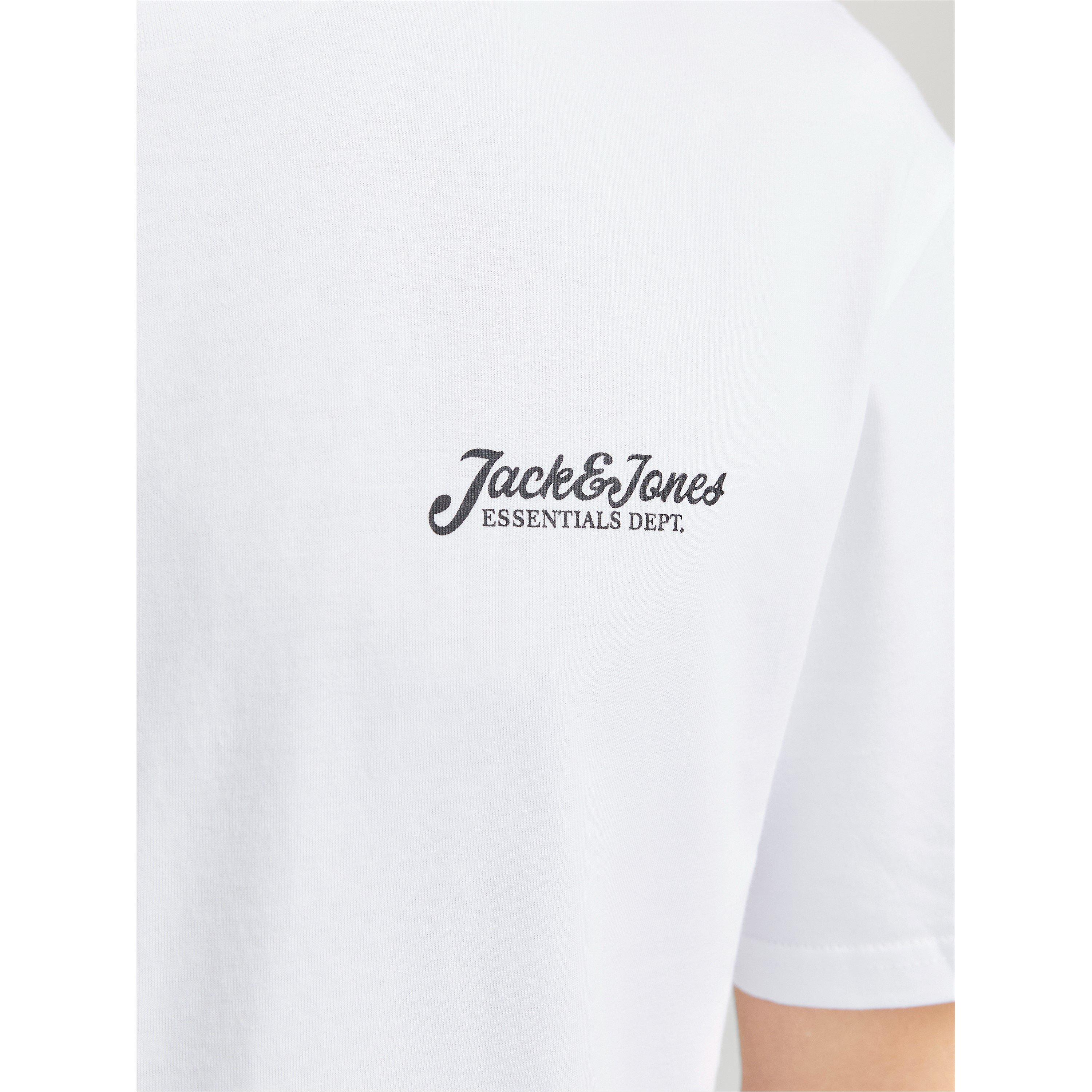 White - Jack and Jones - JJ Short Sleeve Logo Regular Fit T-Shirt - 3