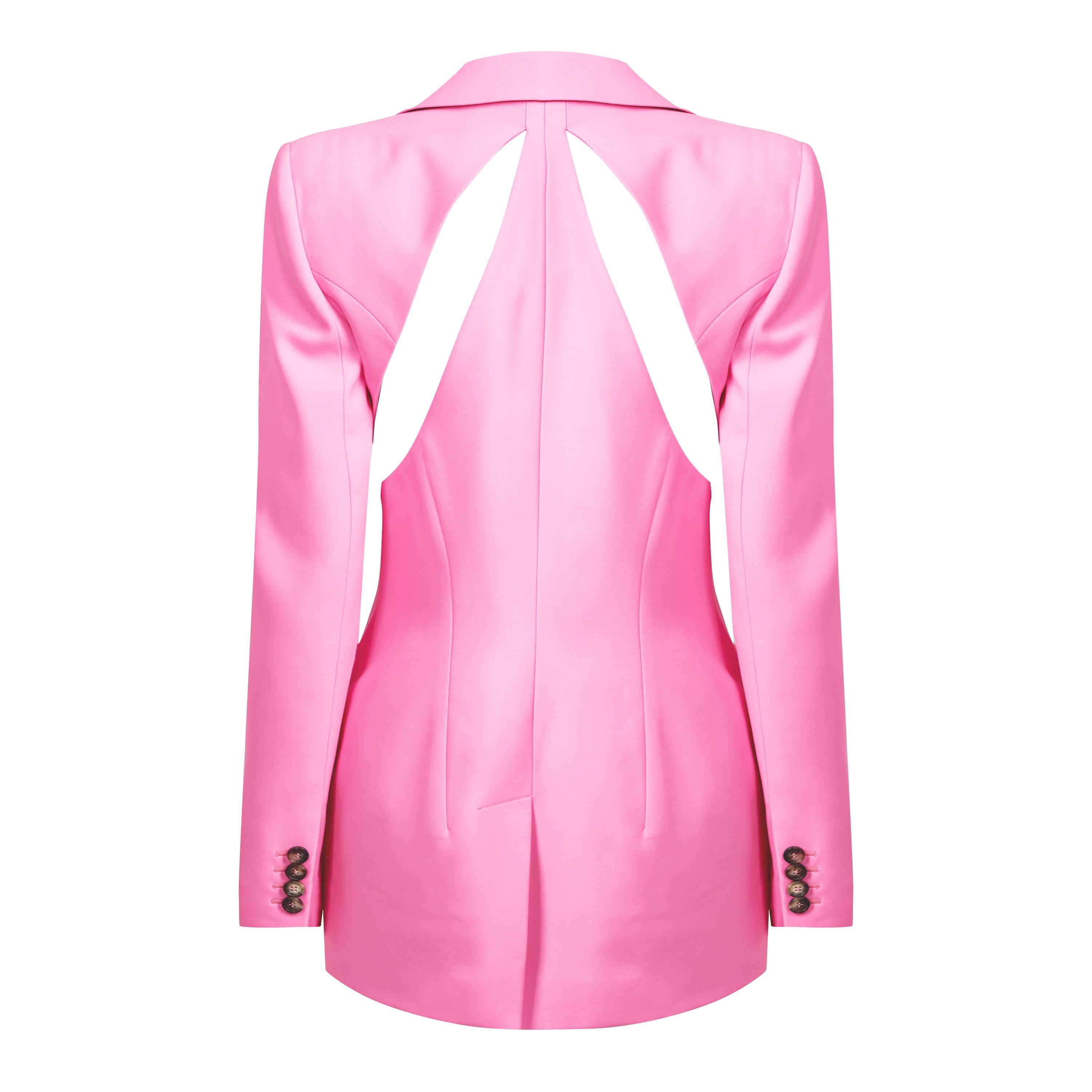 Pink - Alexander McQueen - Women's  Slashed Single-Breasted Wool Long Sleeve Blazer - 6