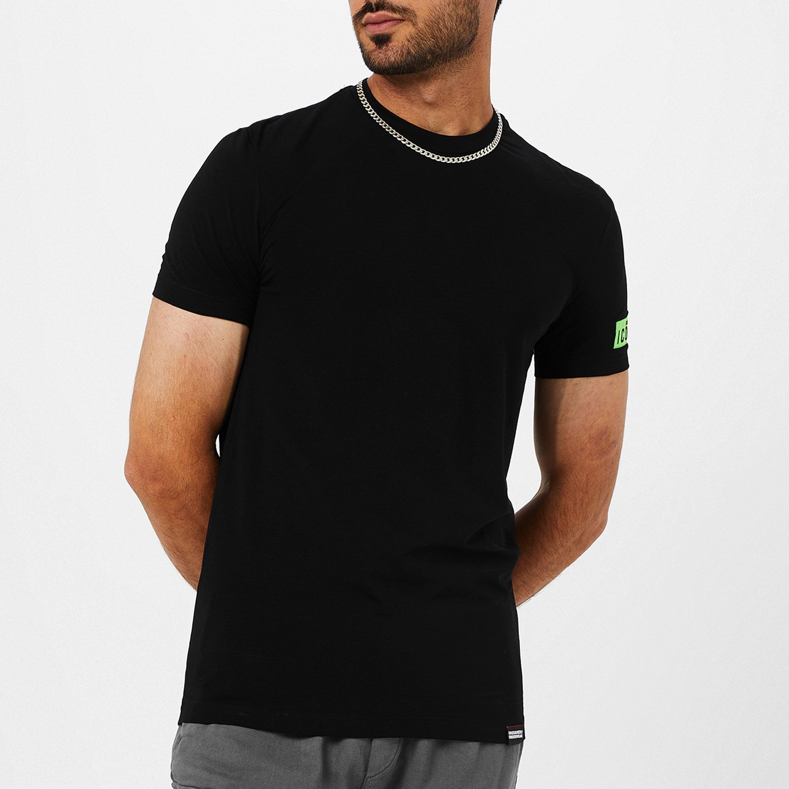 Black/Green 004 - DSquared2 - Men's Icon Collar Regular Fit T-Shirt - 3