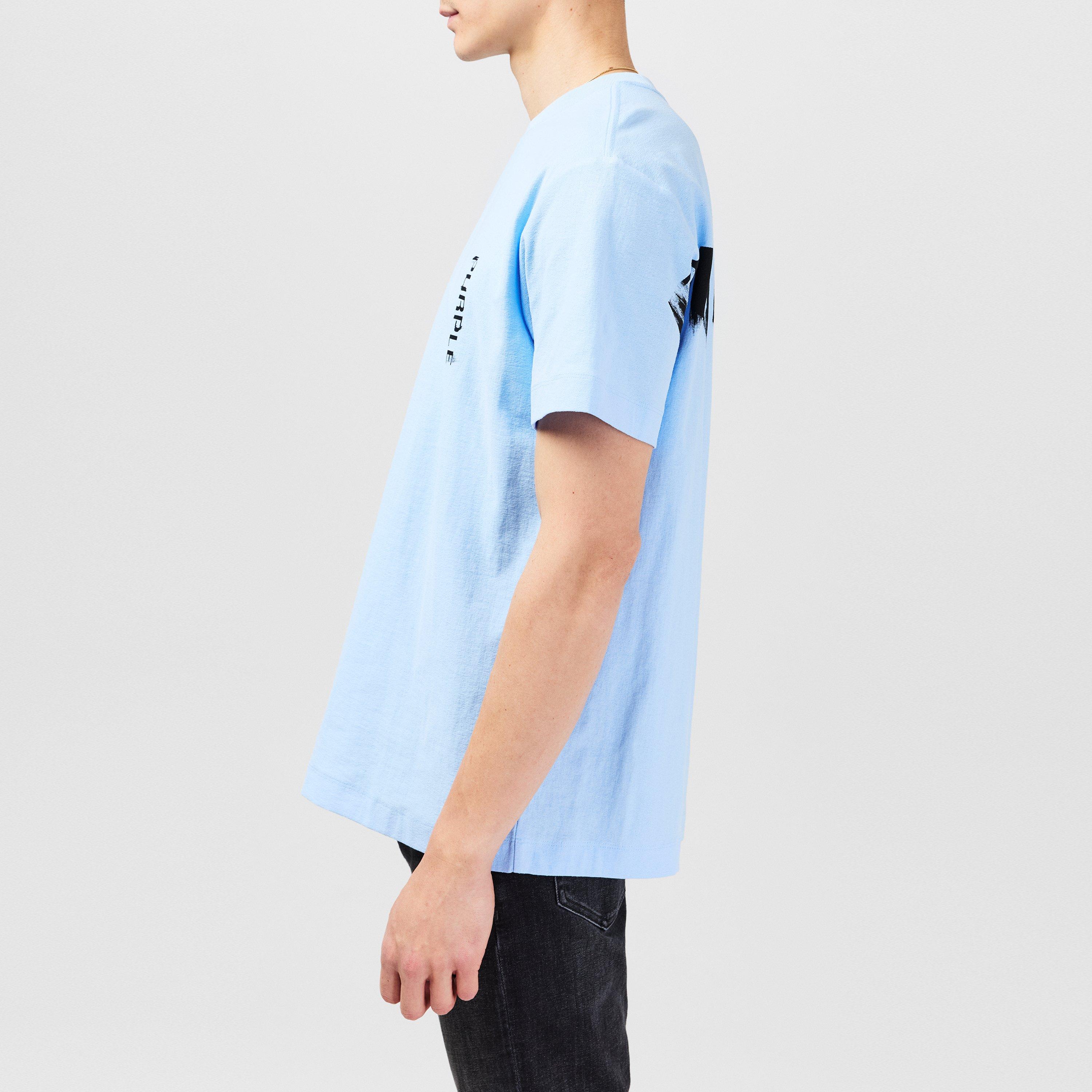 Sky Blue - Purple Brand - Men's Print Logo Regular Fit T-Shirt - 2