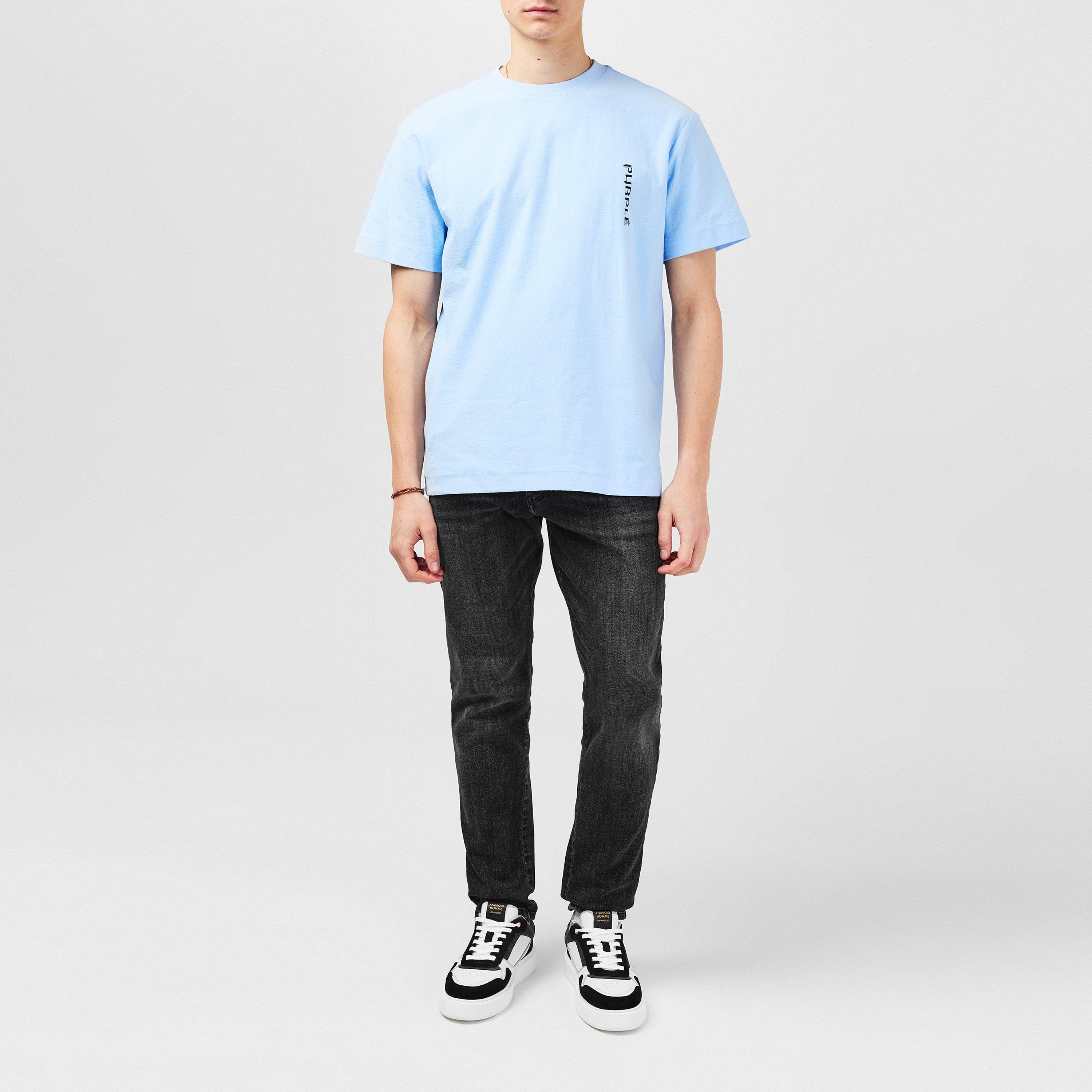 Sky Blue - Purple Brand - Men's Print Logo Regular Fit T-Shirt - 4