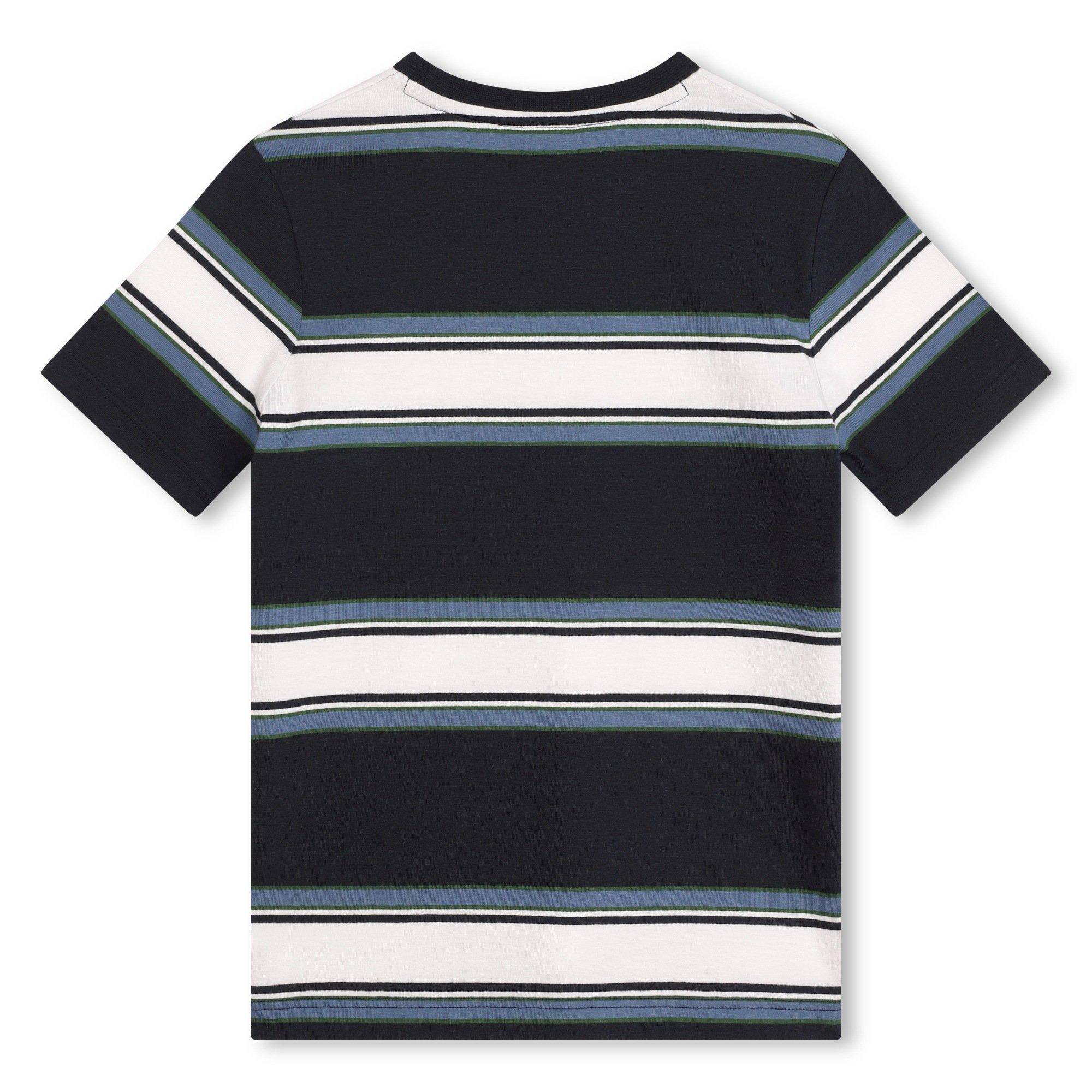 Navy V98 - Boss - Kids' Striped Cotton Short Sleeve Crew Neck T-Shirt - 2