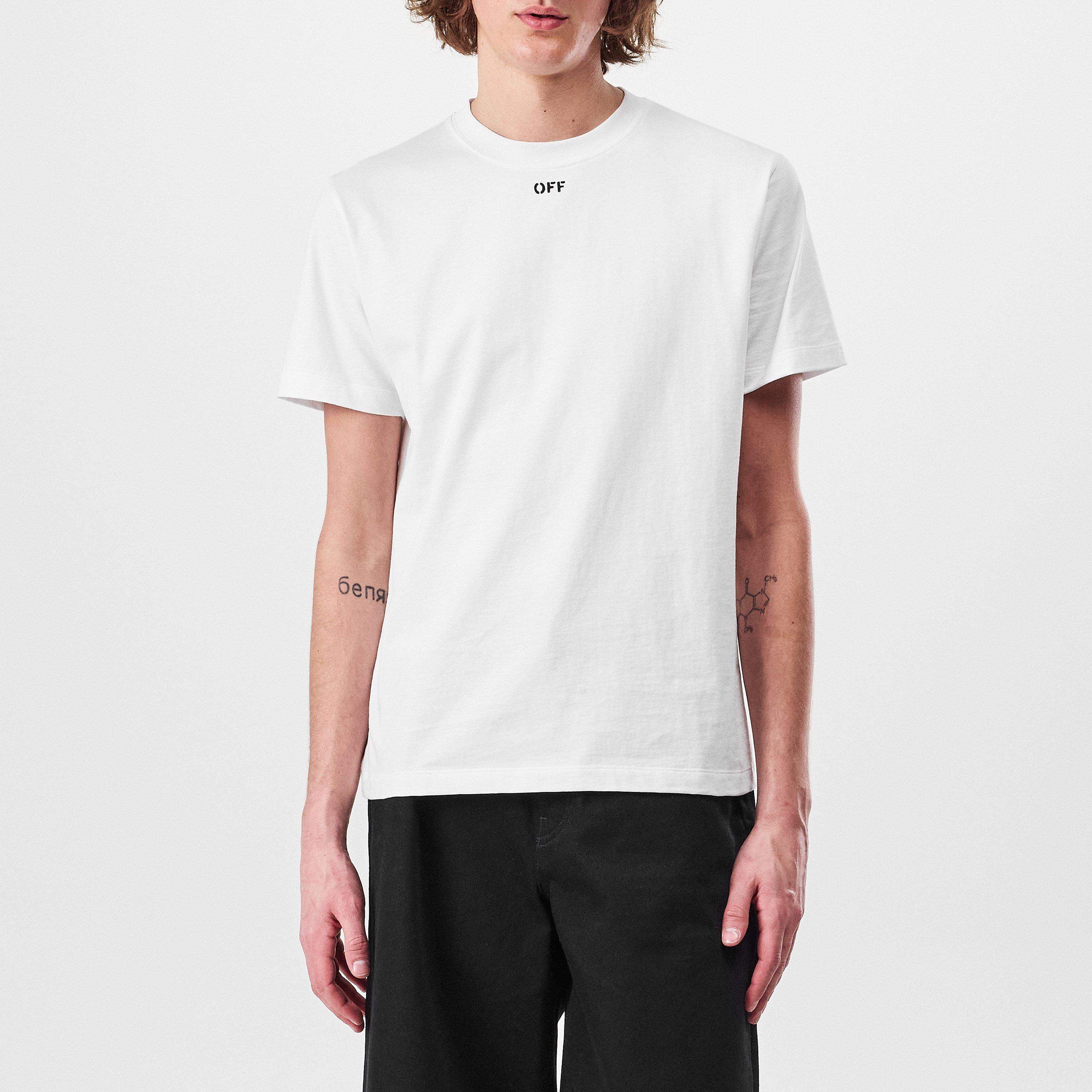 White - Off White - Men's Arrow Slim Cotton Short Sleeve T-Shirt - 3