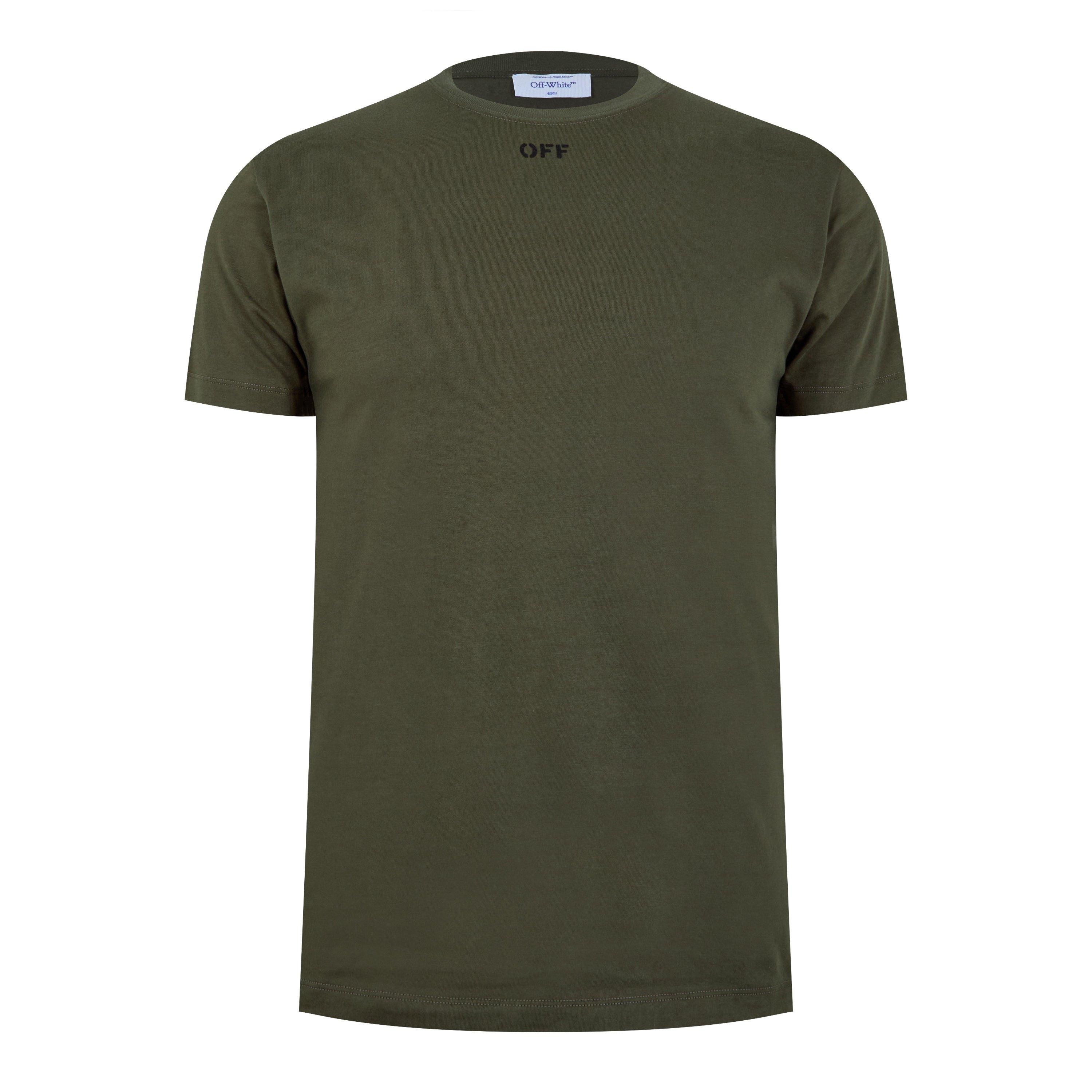 Khaki - Off White - Men's Arrow Slim Cotton Short Sleeve T-Shirt - 1