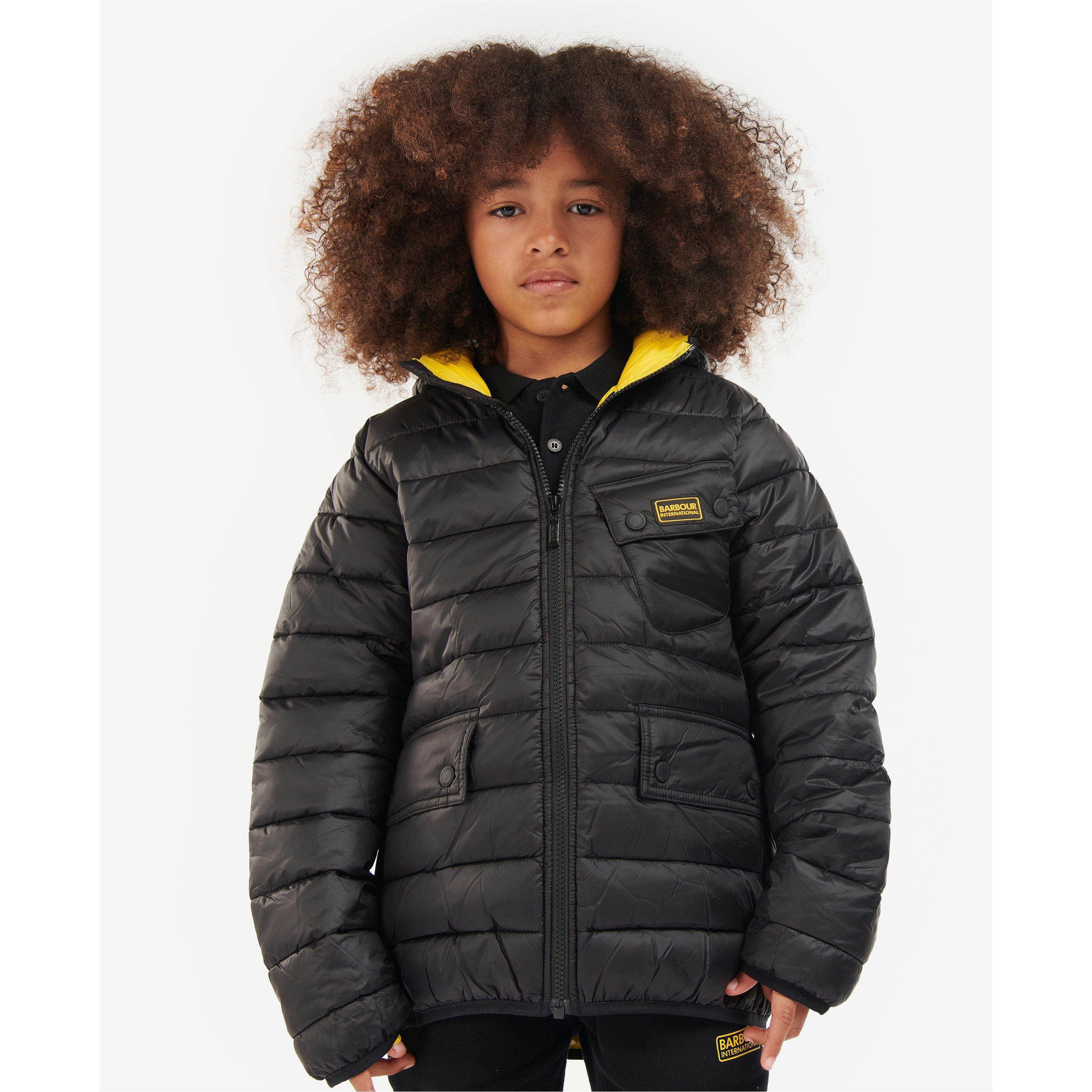 Black BK92 - Barbour International - Kids' Ouston Water Resistant Long Sleeve Oversized Fit Short Puffer Jacket - 2
