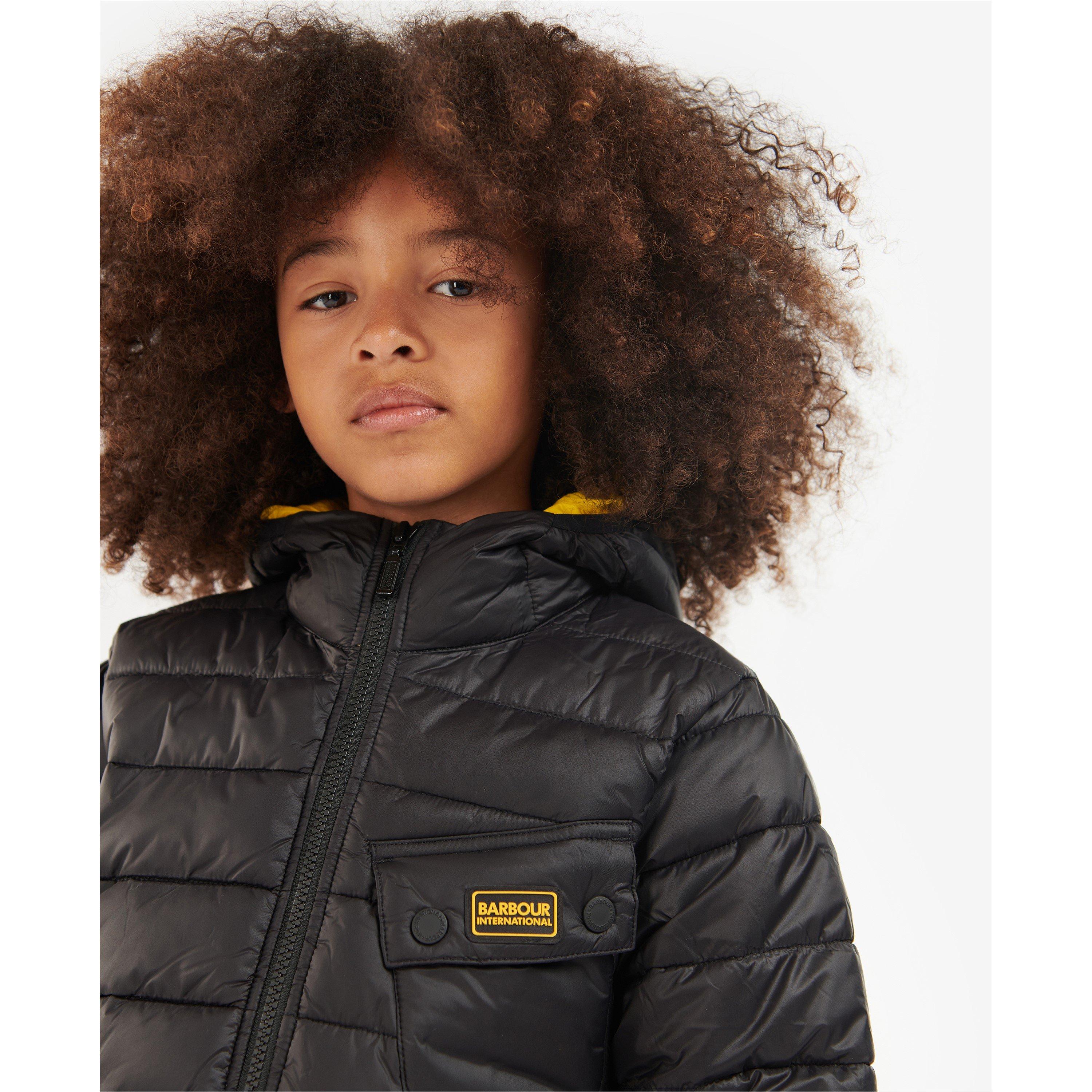 Black BK92 - Barbour International - Kids' Ouston Water Resistant Long Sleeve Oversized Fit Short Puffer Jacket - 4