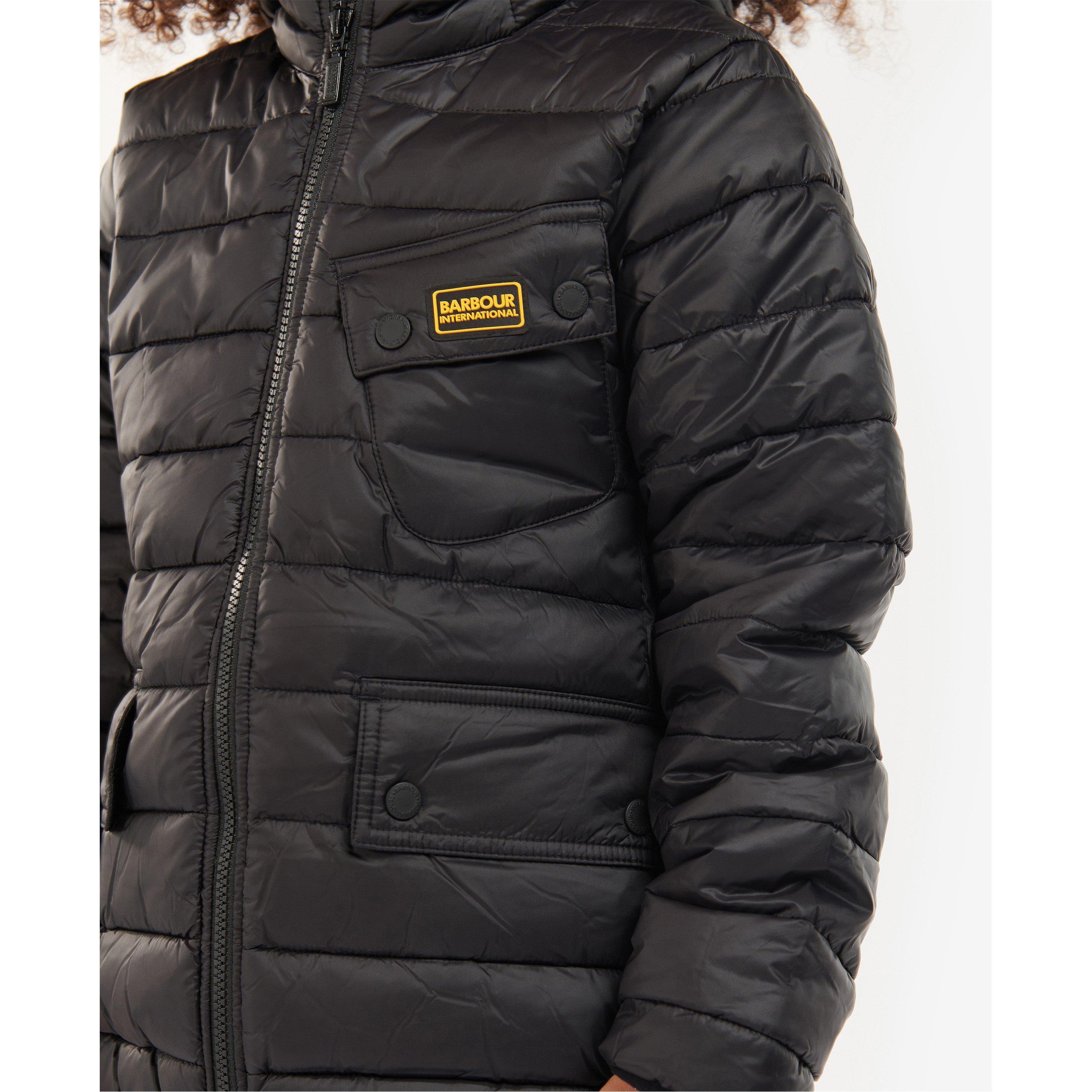 Black BK92 - Barbour International - Kids' Ouston Water Resistant Long Sleeve Oversized Fit Short Puffer Jacket - 5